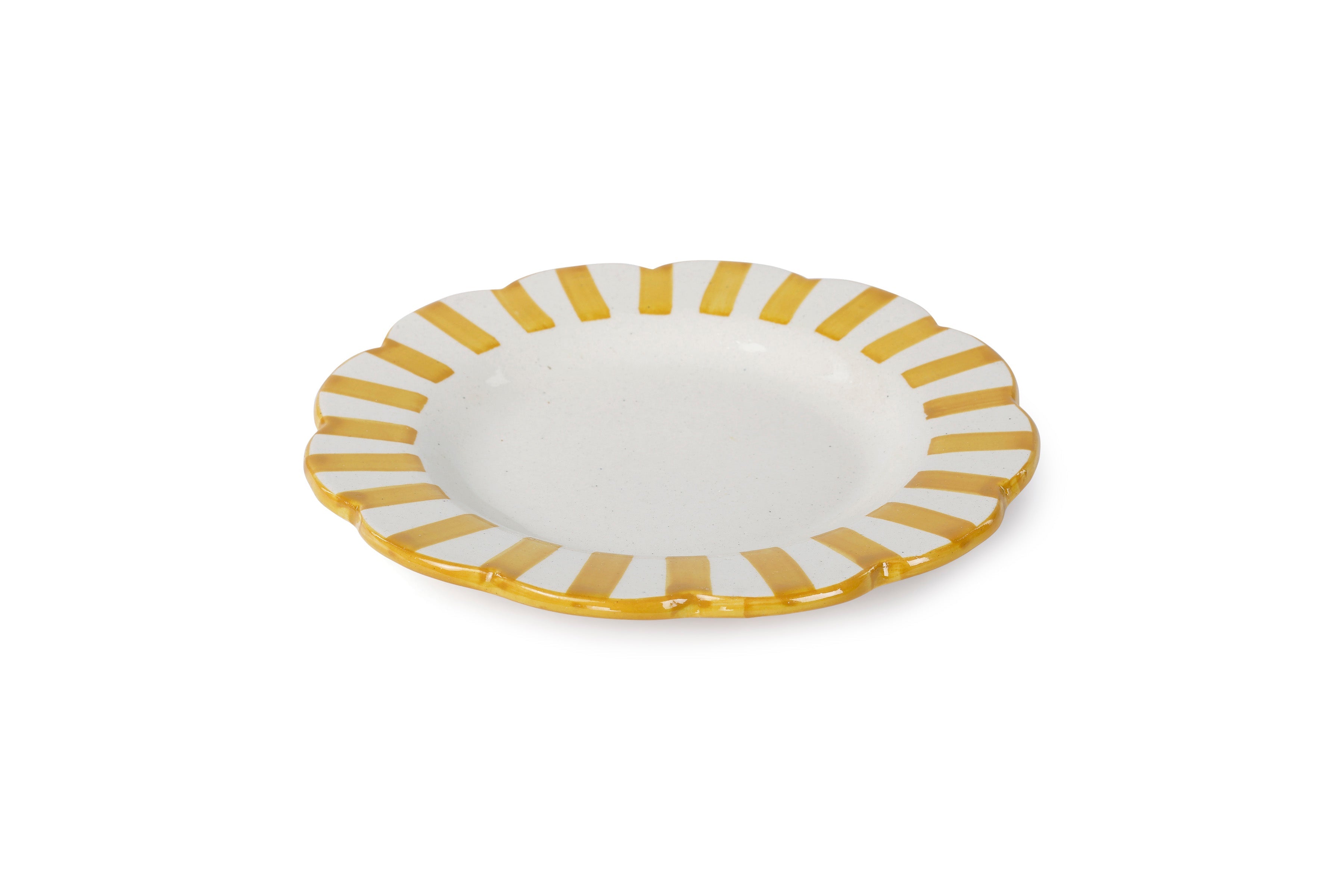 Ceramic Stripe Salad Plate, Yellow S/2