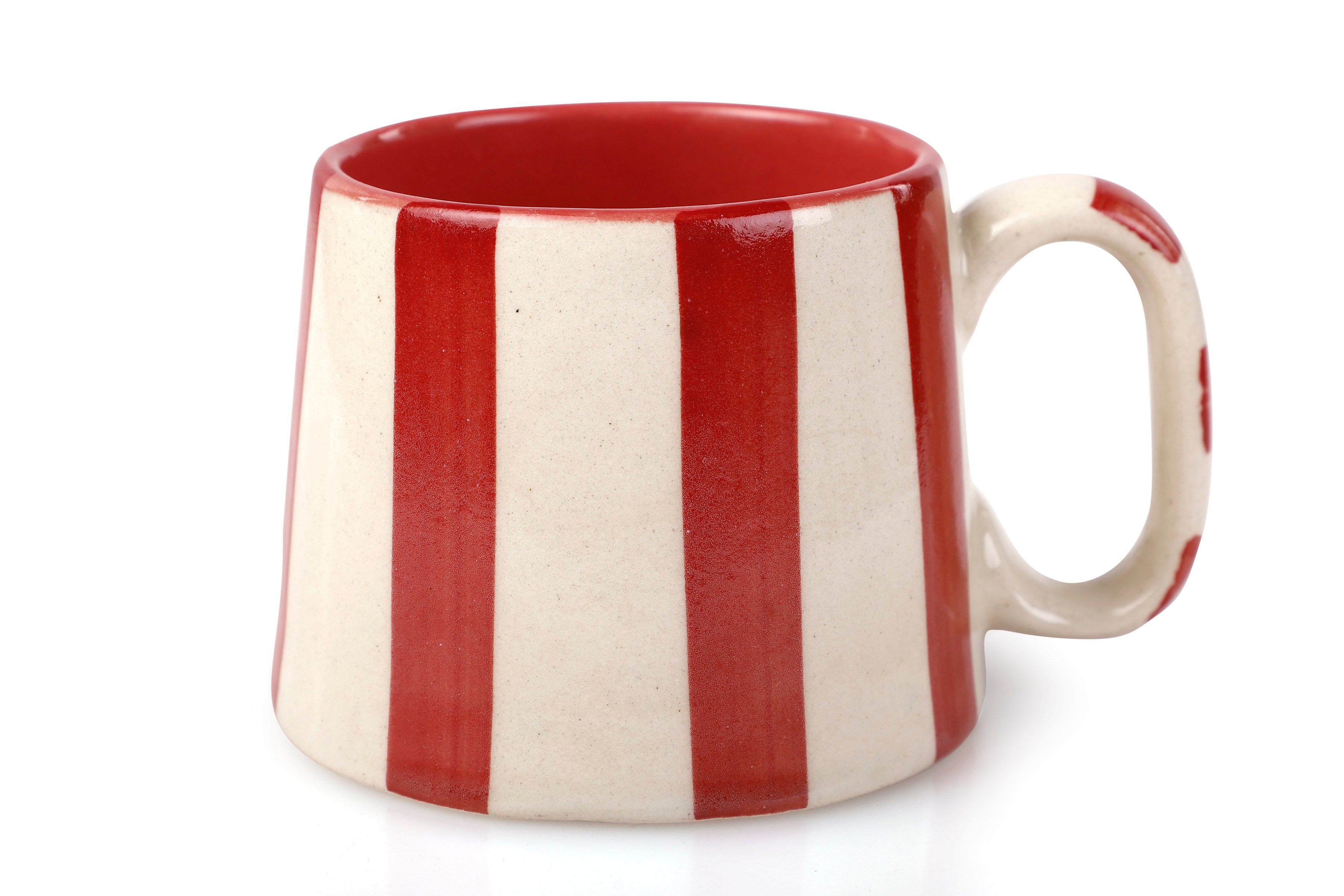 Ceramic Red Stripe Mug, S/2