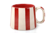 Ceramic Red Stripe Mug, S/2