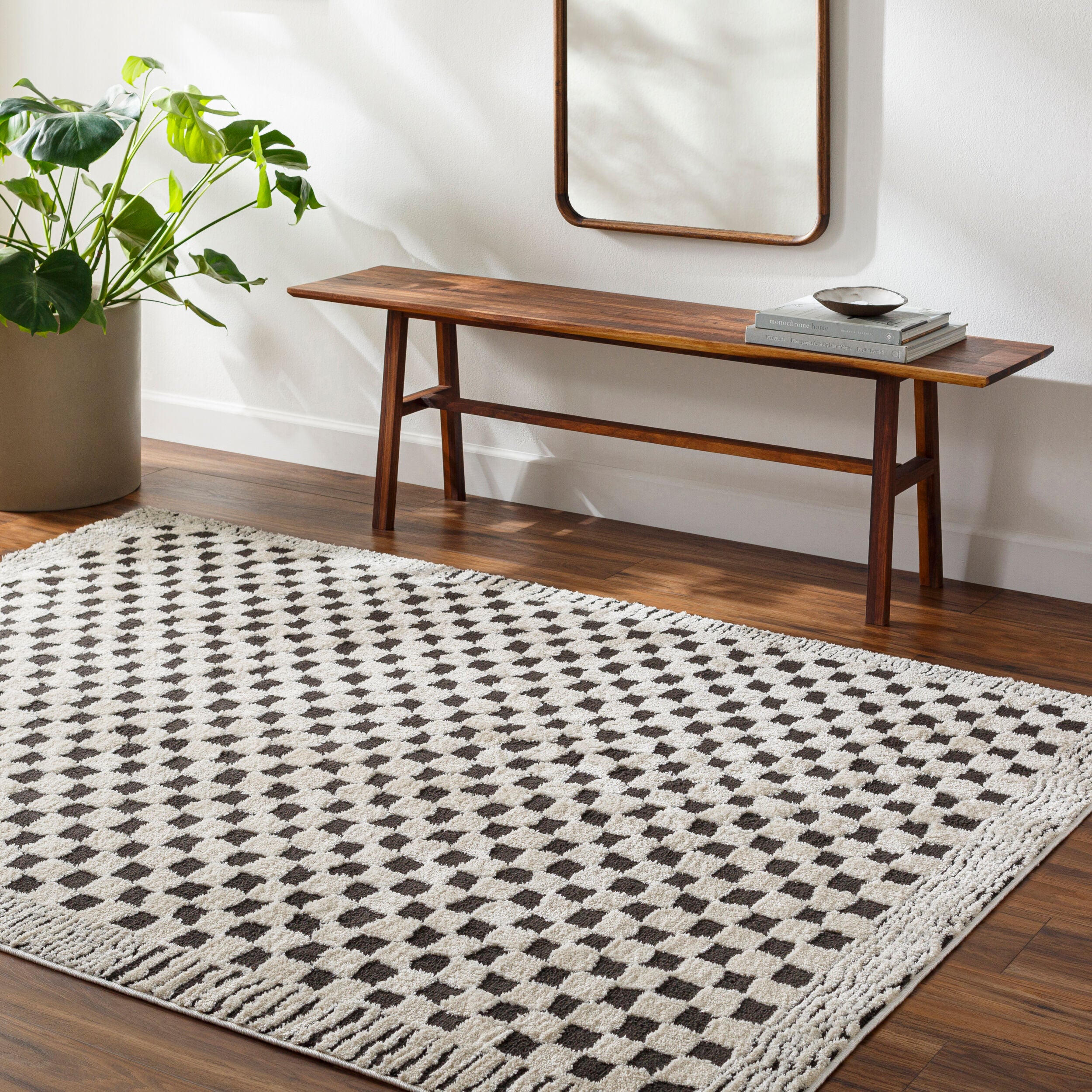 Freud Bordered Checker Rug