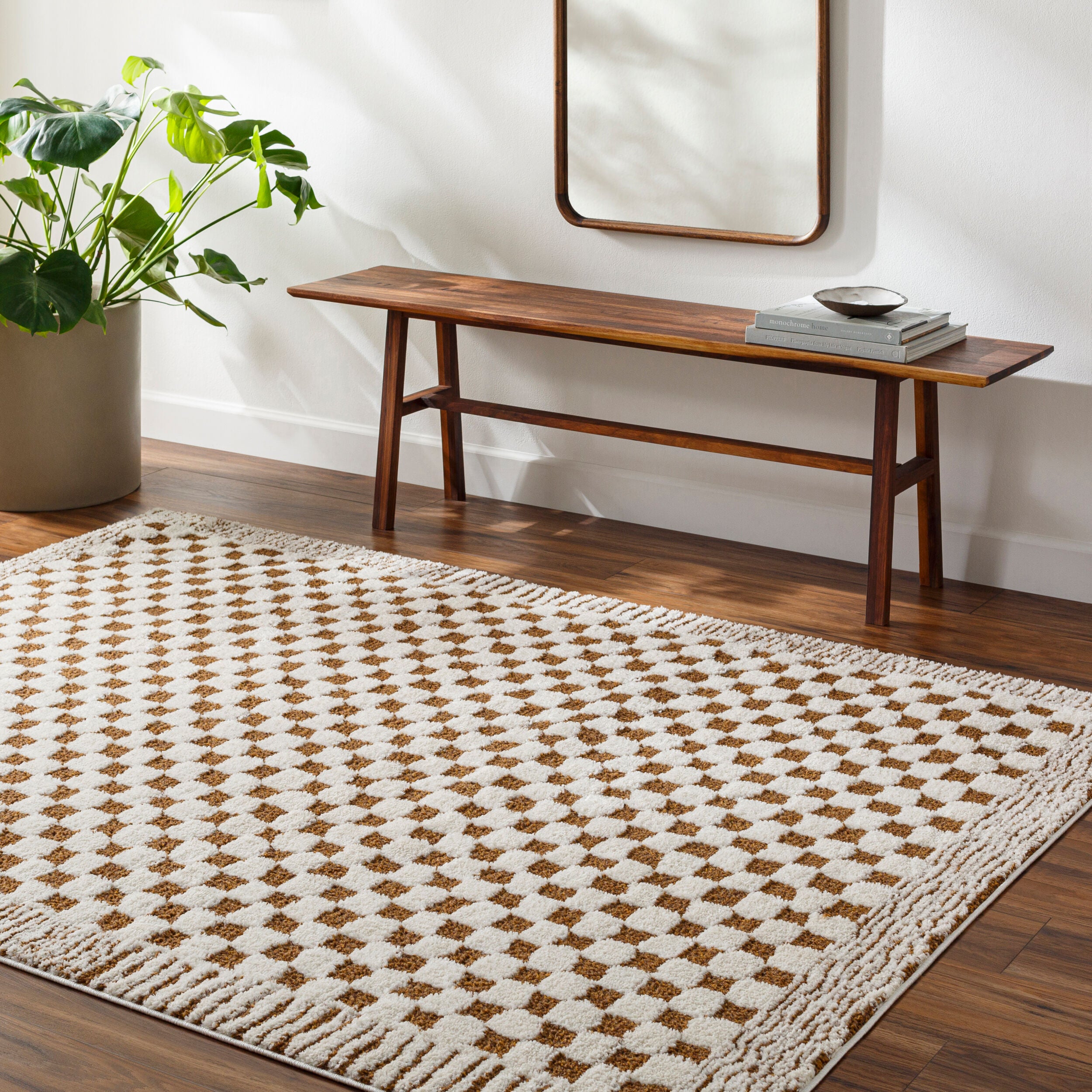Freud Bordered Checker Rug