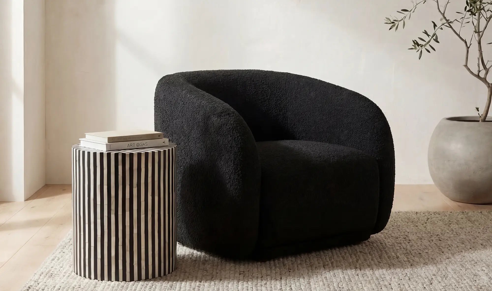 Faye Accent Chair in Beige Boucle