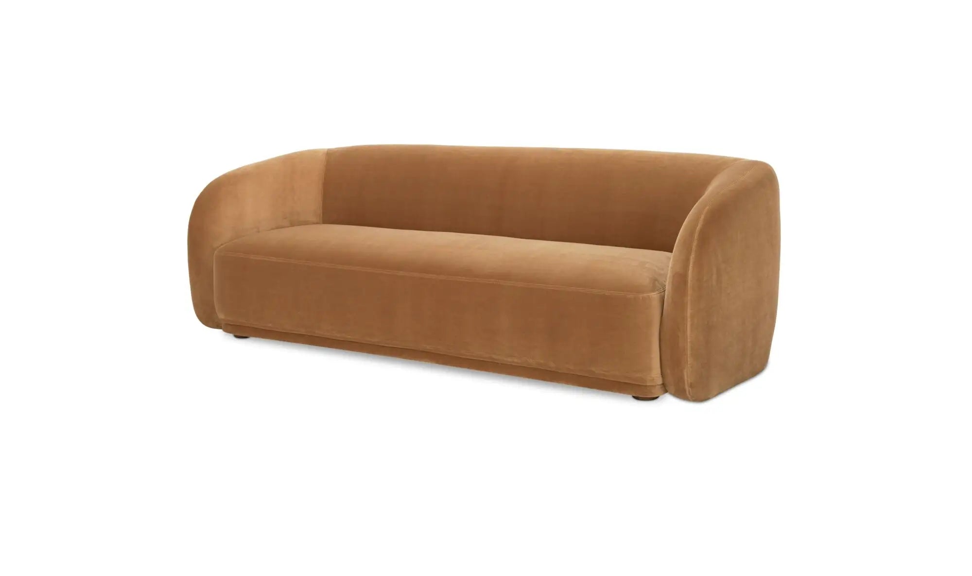 Faye Accent Sofa in Tan Faux Mohair