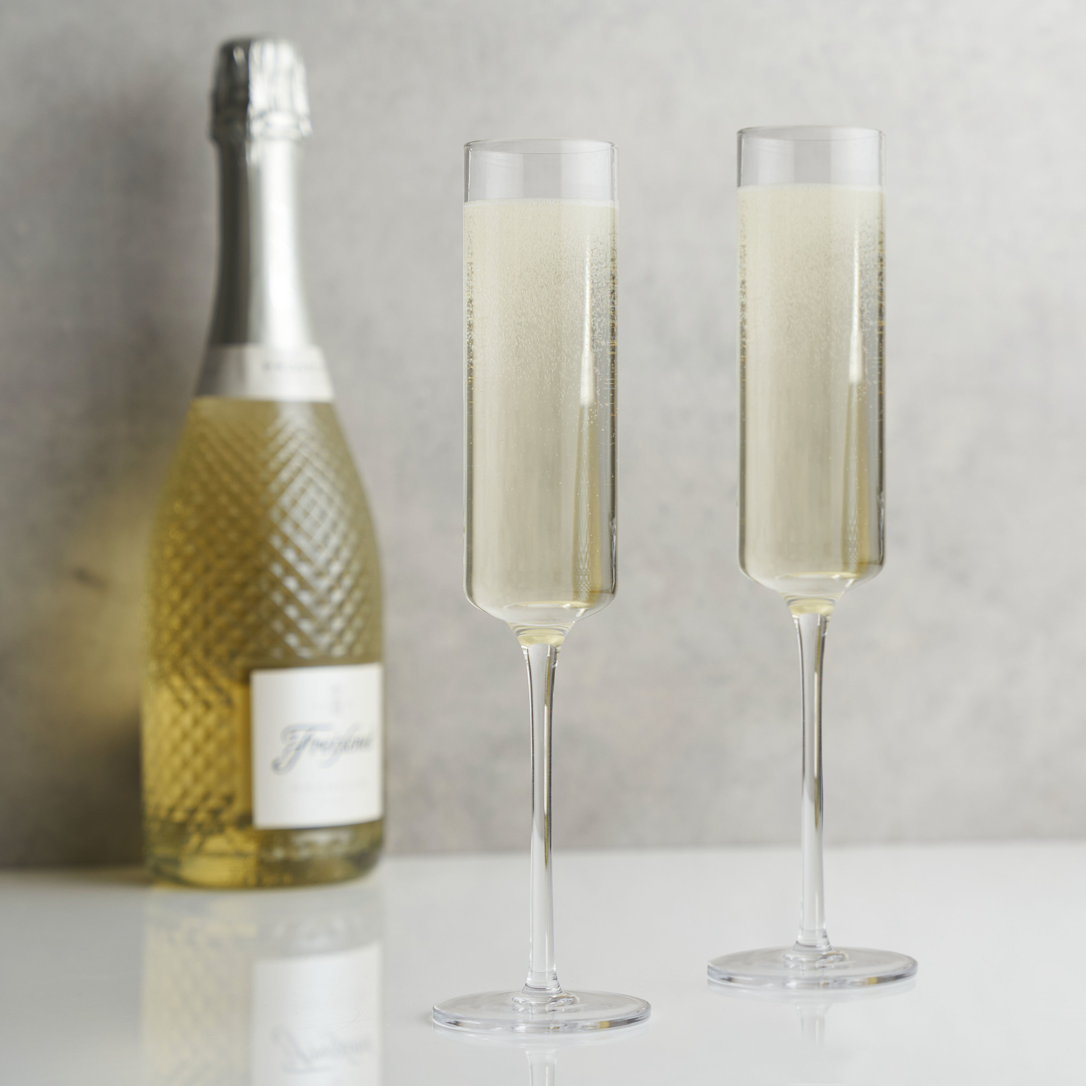 Laurel Crystal Champagne Flutes, S/2