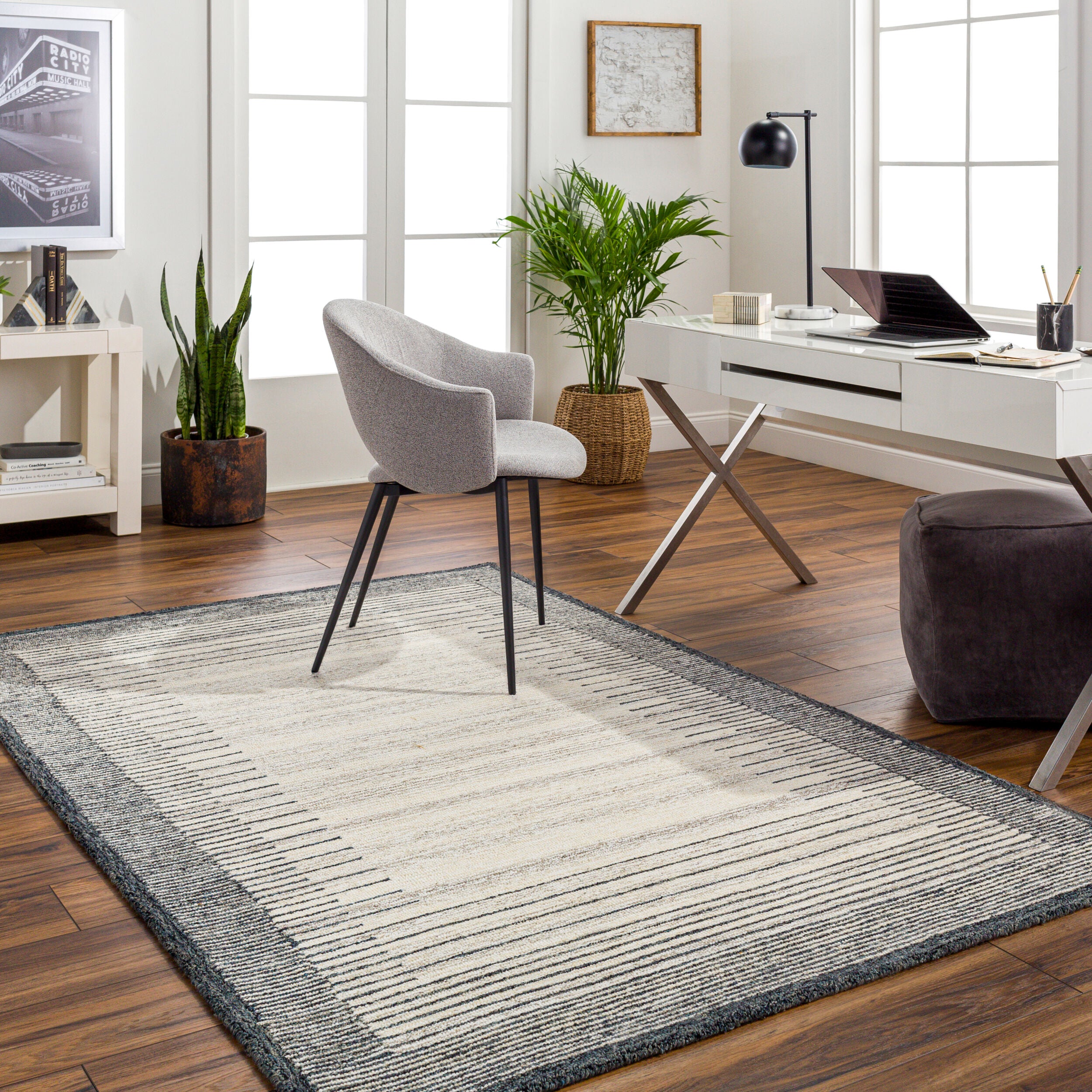 Granada Hand Tufted Multi Stripe Border Rug