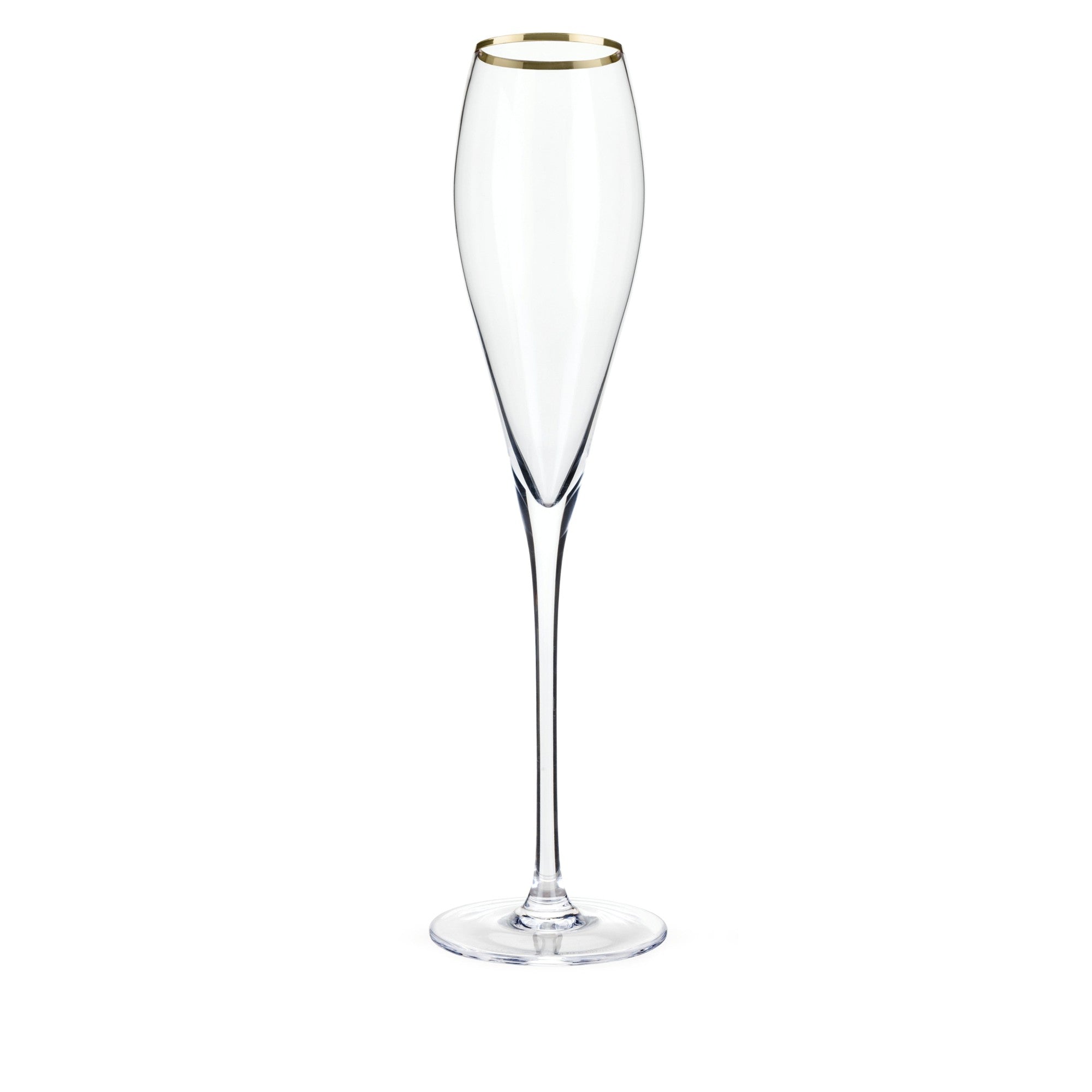 Gold-Rimmed Crystal Champagne Flutes, S/2