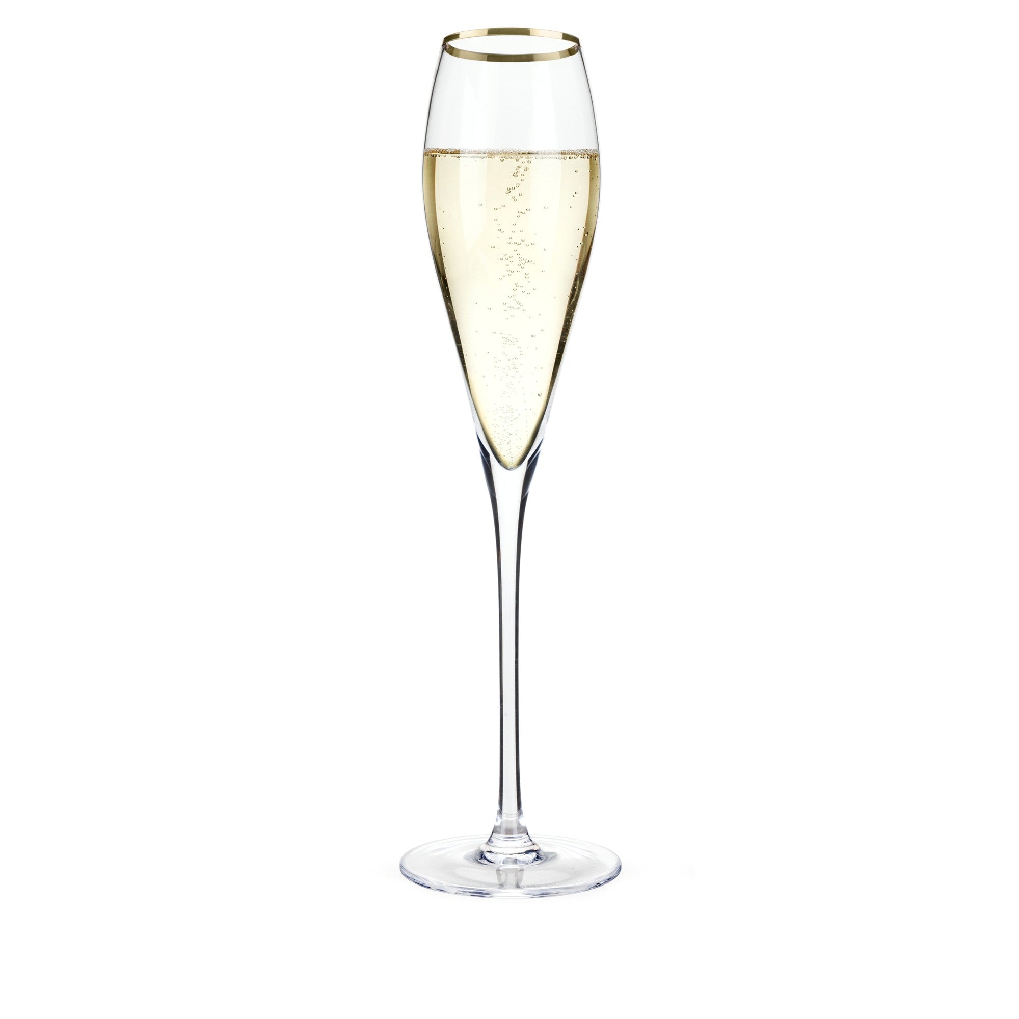 Gold-Rimmed Crystal Champagne Flutes, S/2