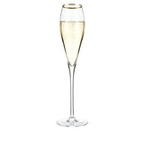 Gold-Rimmed Crystal Champagne Flutes, S/2