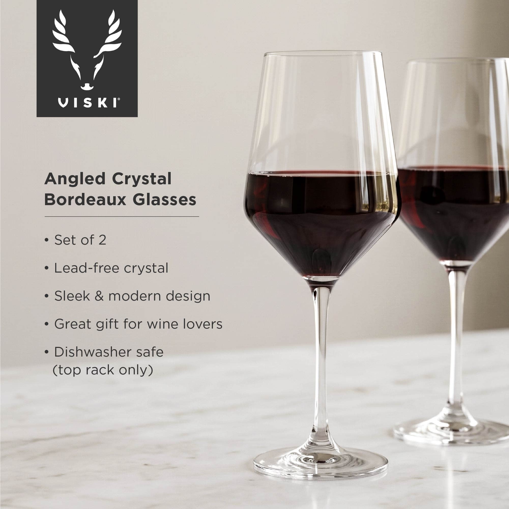 Raye Angled Crystal Bordeaux Glasses Set of 2