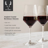 Raye Angled Crystal Bordeaux Glasses Set of 2