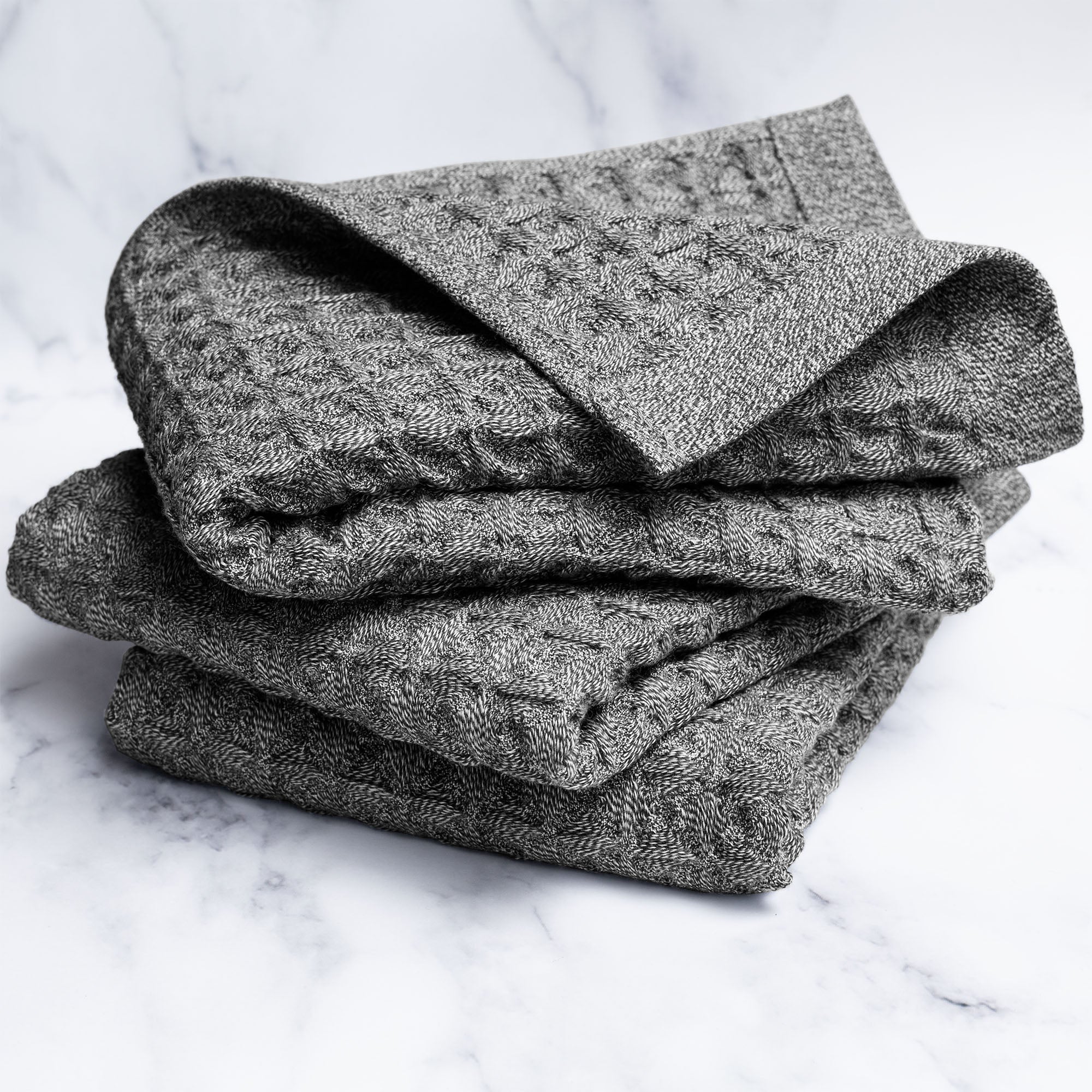 Waffle Hand Towel in Charcoal S/3