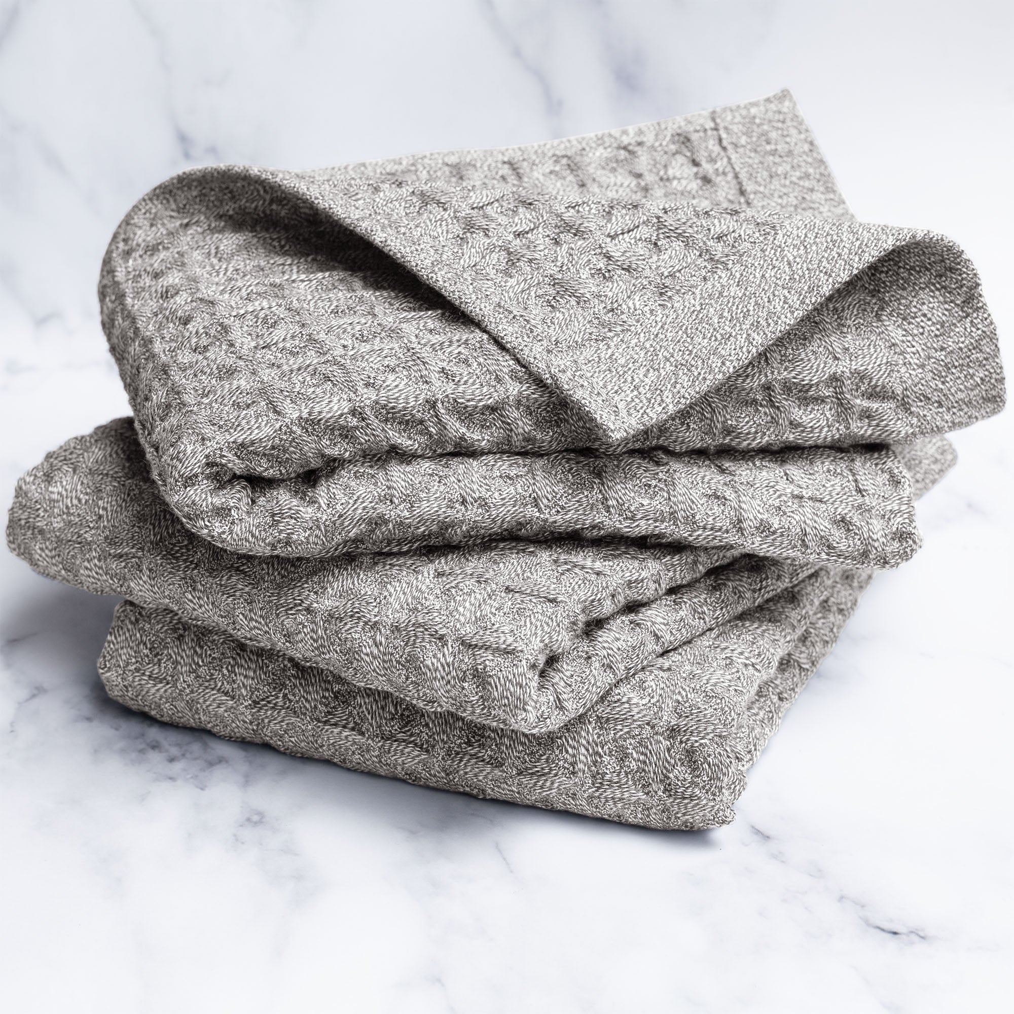 Waffle Hand Towel in Pewter S/3