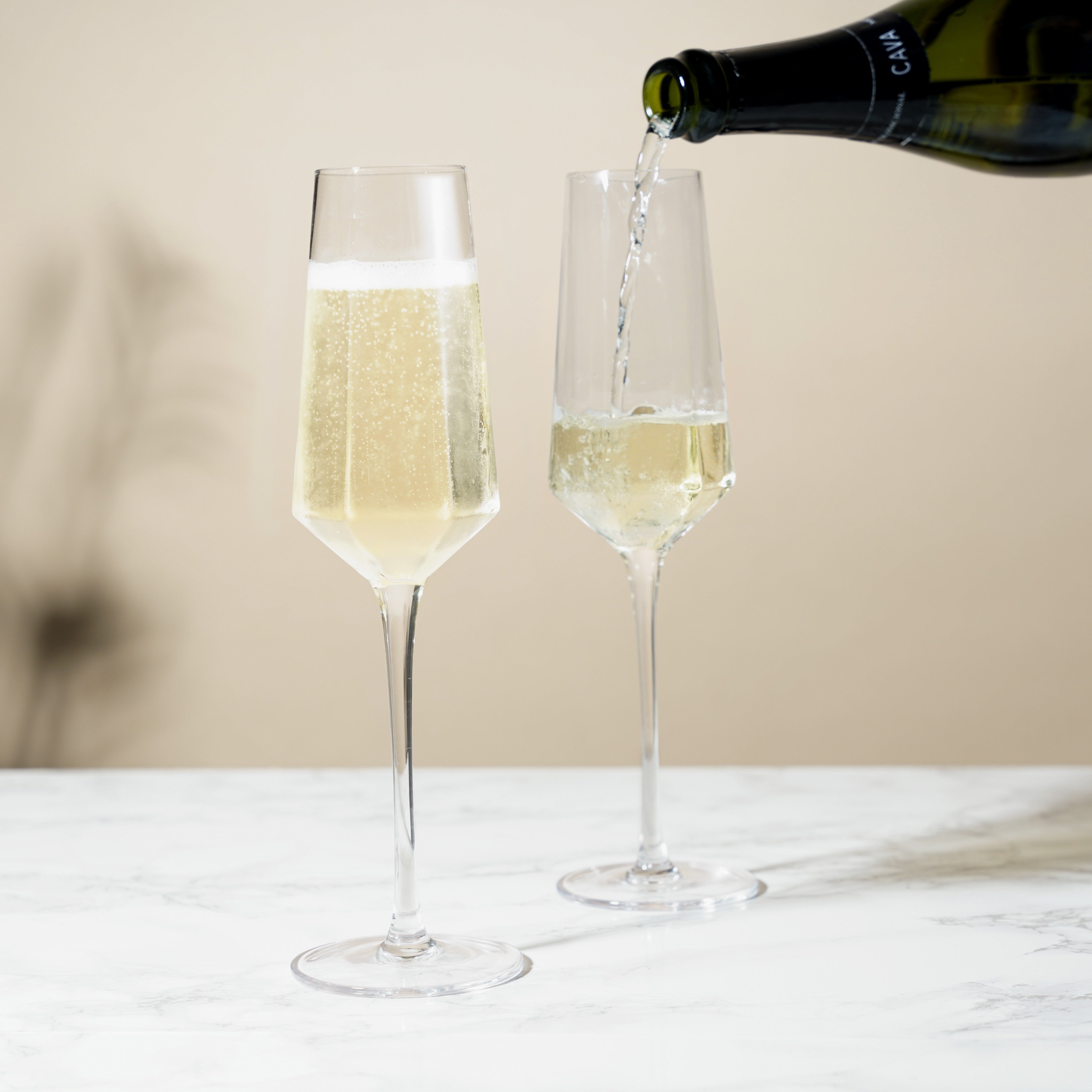 Seneca Diamond Crystal Champagne Flutes, S/2