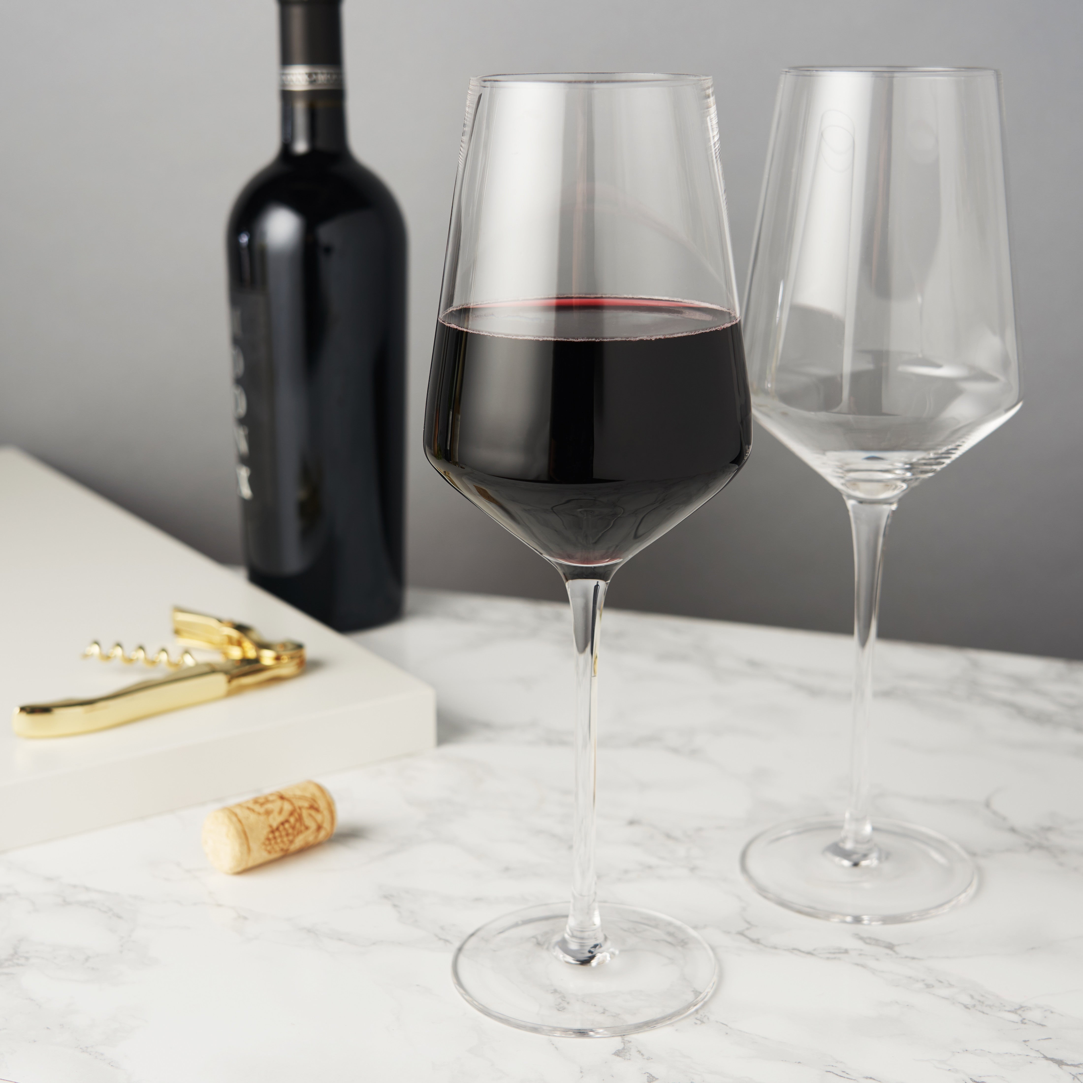 Raye Angled Crystal Bordeaux Glasses, S/2
