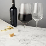Raye Angled Crystal Bordeaux Glasses, S/2