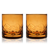 Admiral Crystal Rocks Glasses, Amber S/2