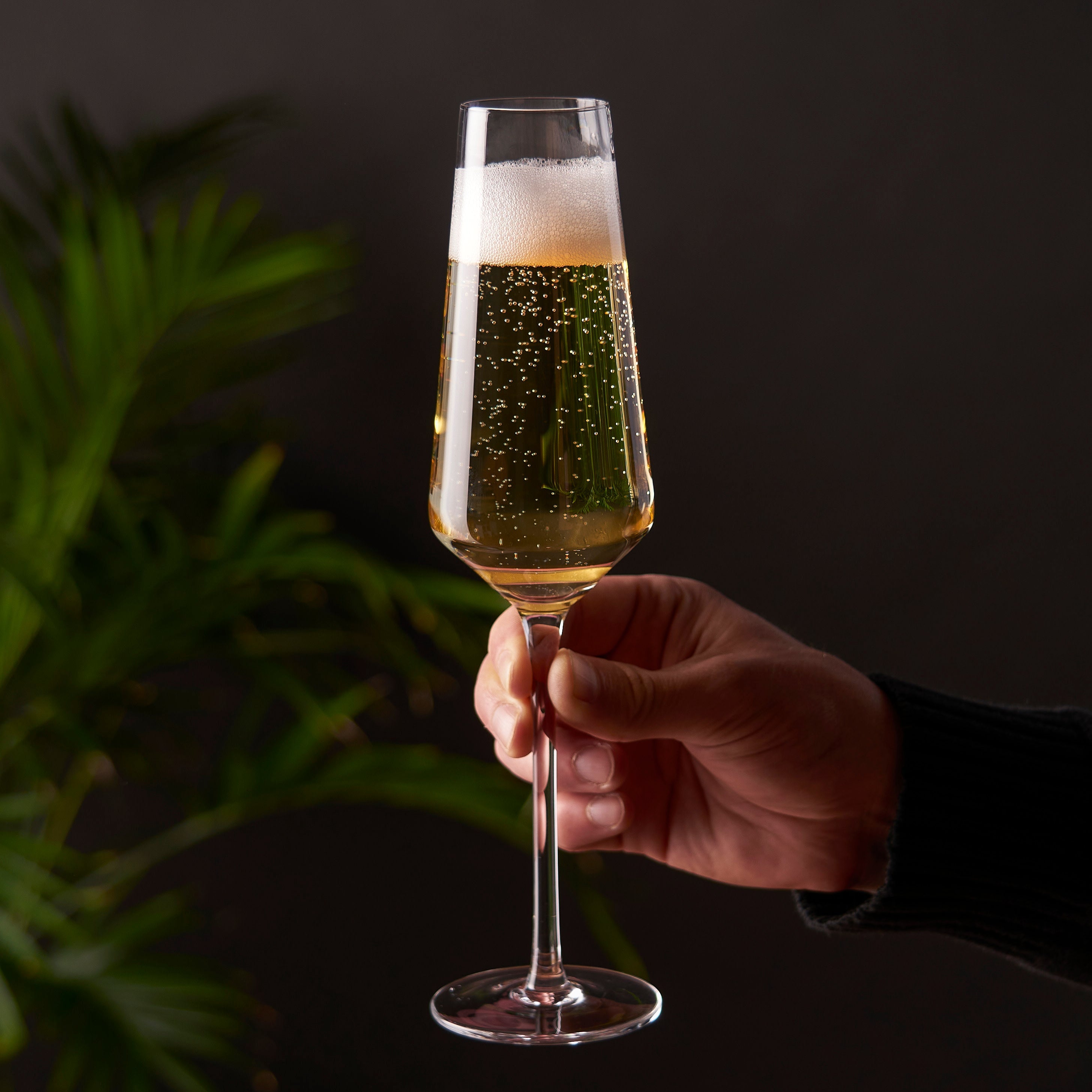 Raye Angled Crystal Champagne Flutes , S/2