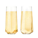 Seneca Faceted Crystal Stemless Champagne Flutes, S/2