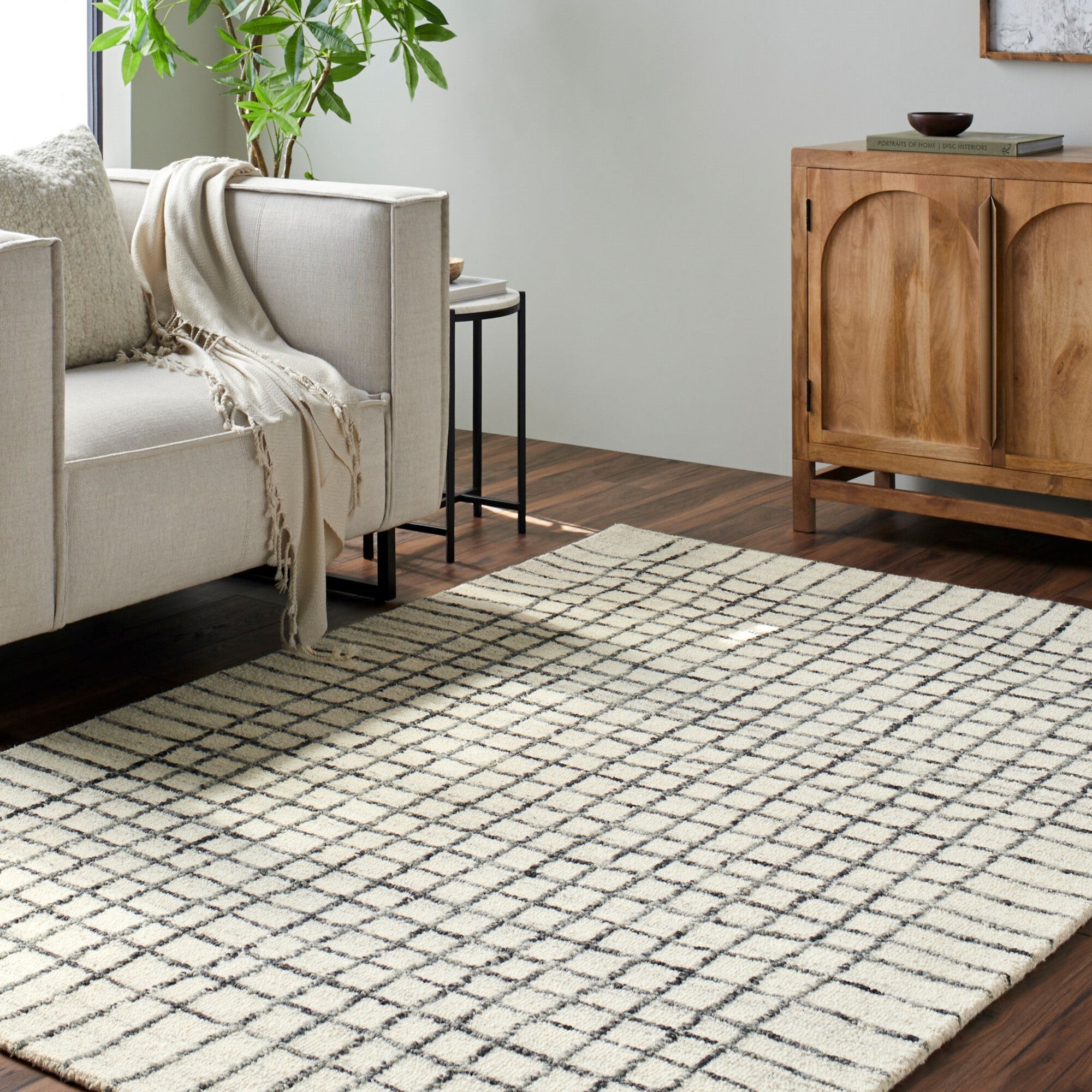 Jules Hand Tufted Gridline Wool Rug