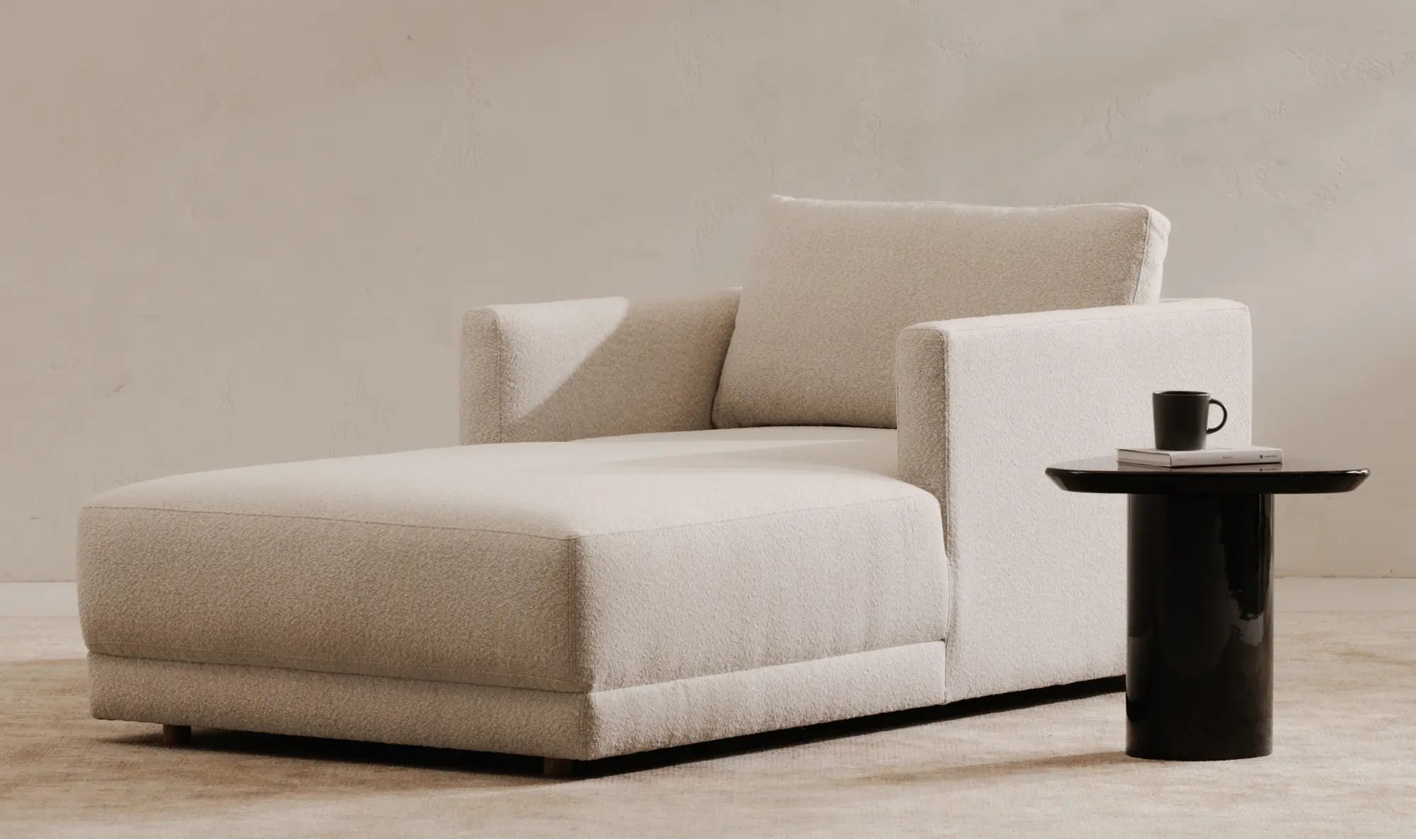 Bryn Chaise in Oyster Boucle