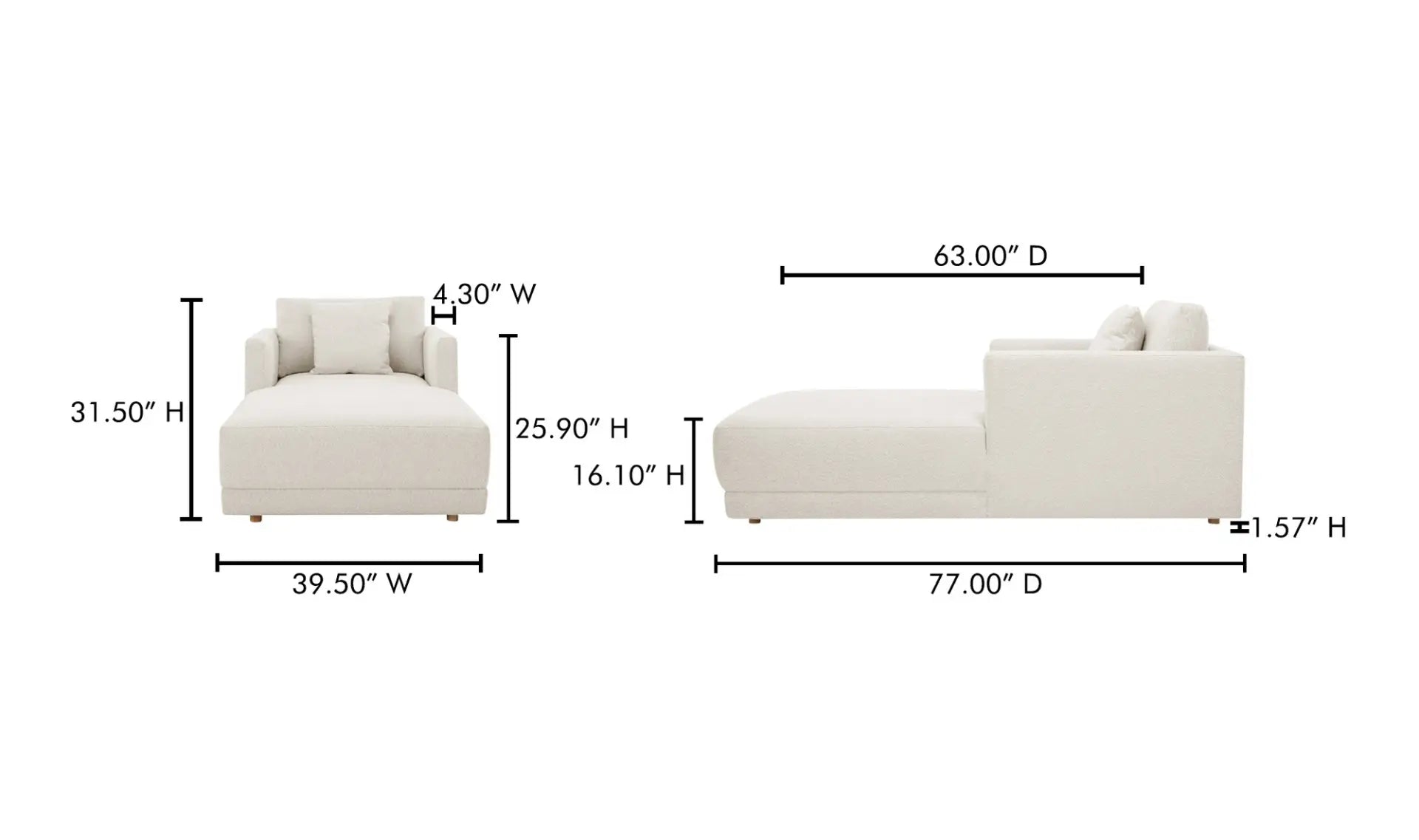 Bryn Chaise in Oyster Boucle