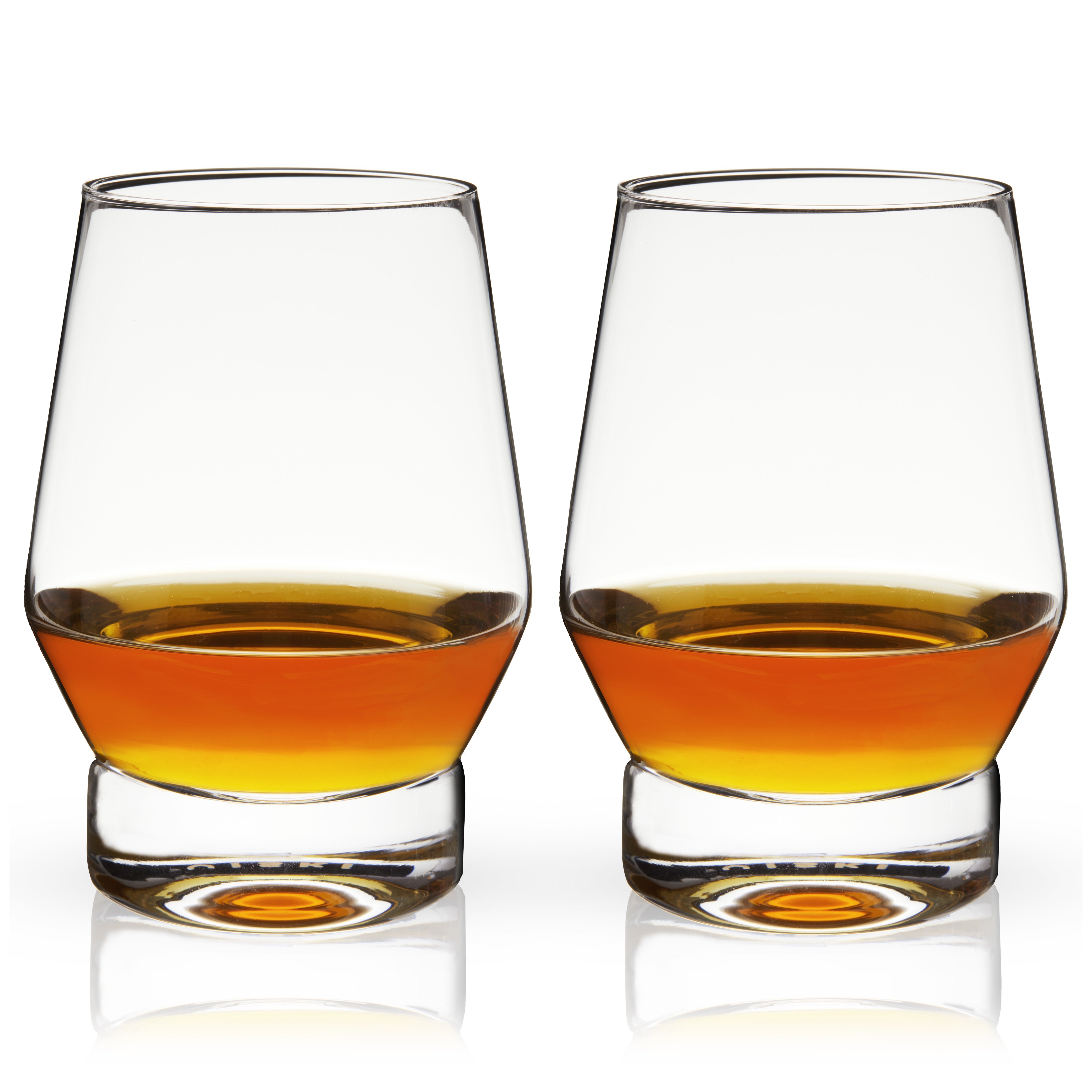 Raye Heavy Base Crystal Whiskey Glasses, S/2