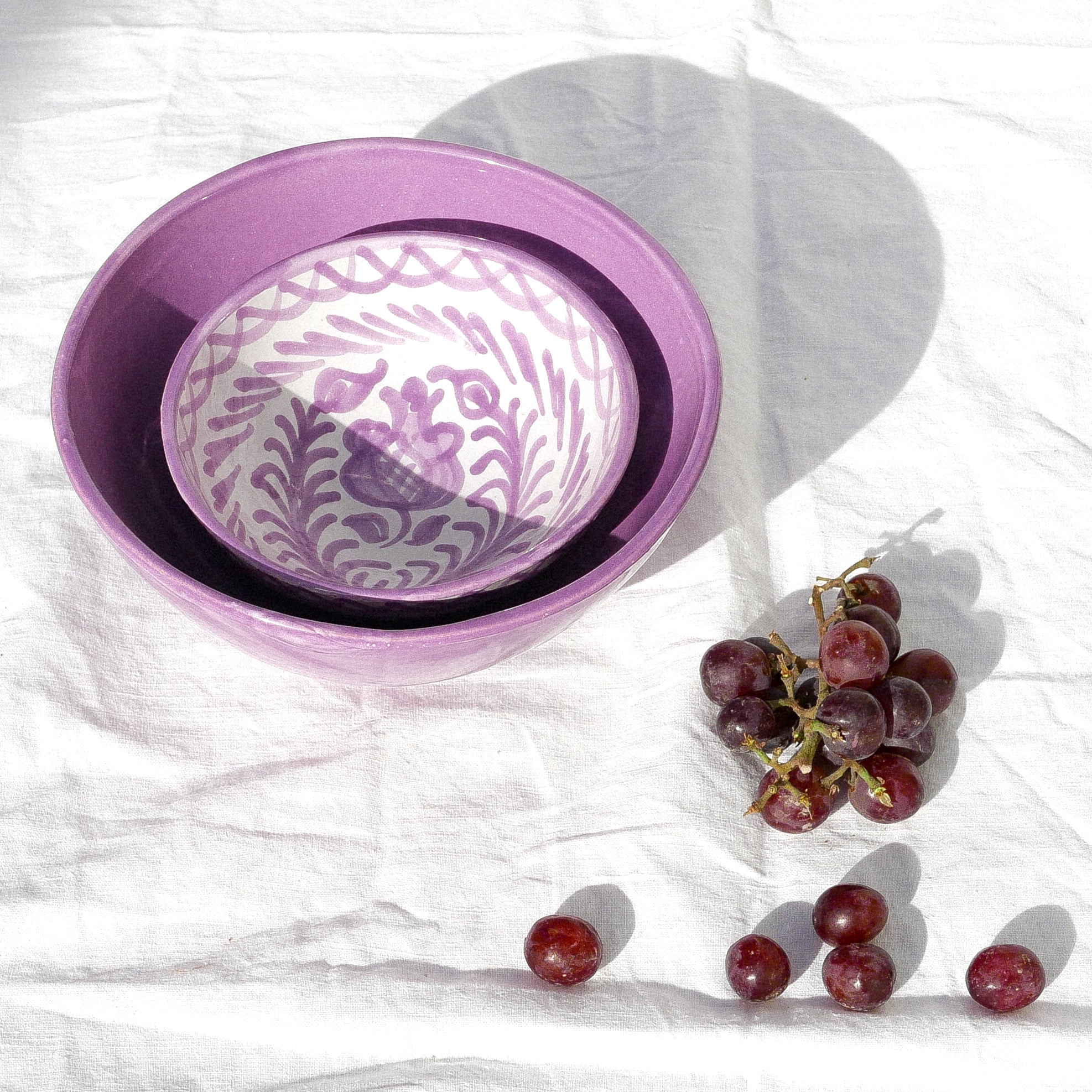 Hand Painted Medium Bowl, Lilac Glaze
