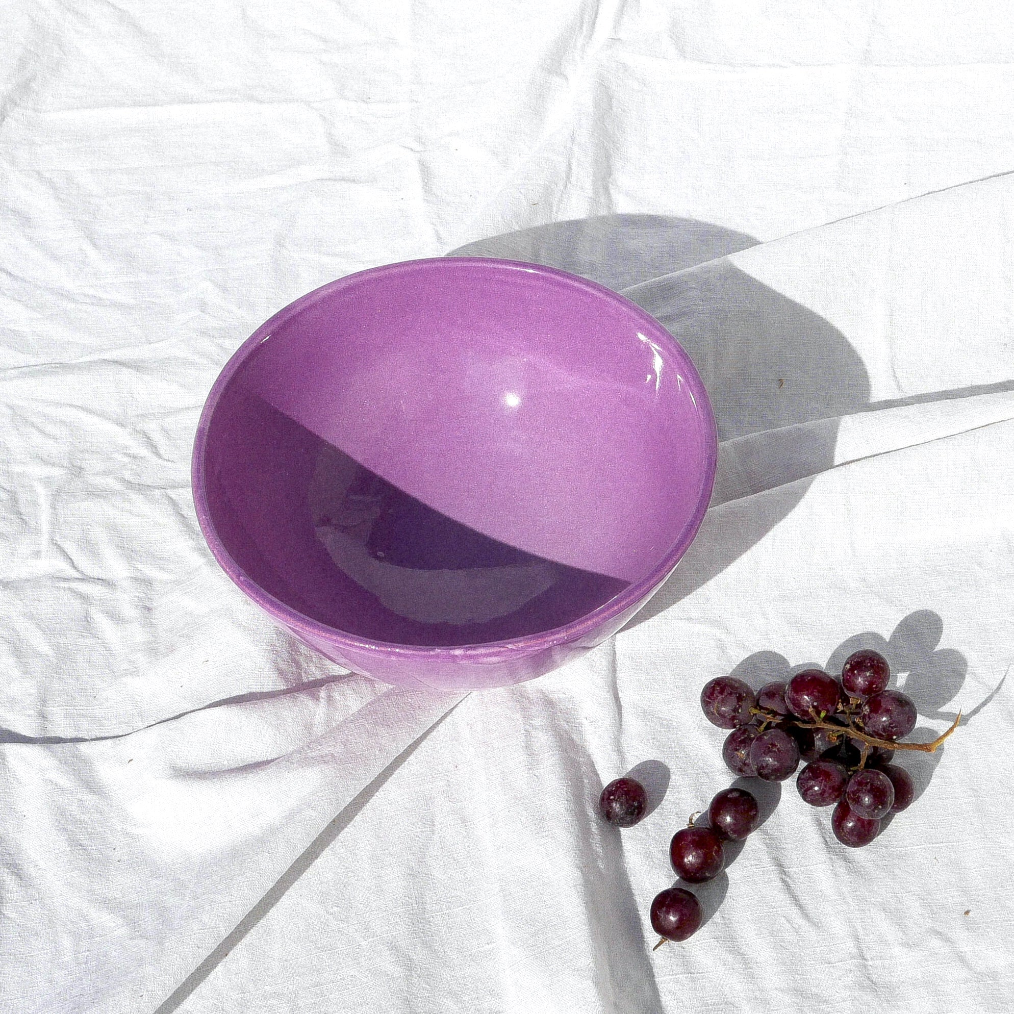 Hand Painted Medium Bowl, Lilac Glaze