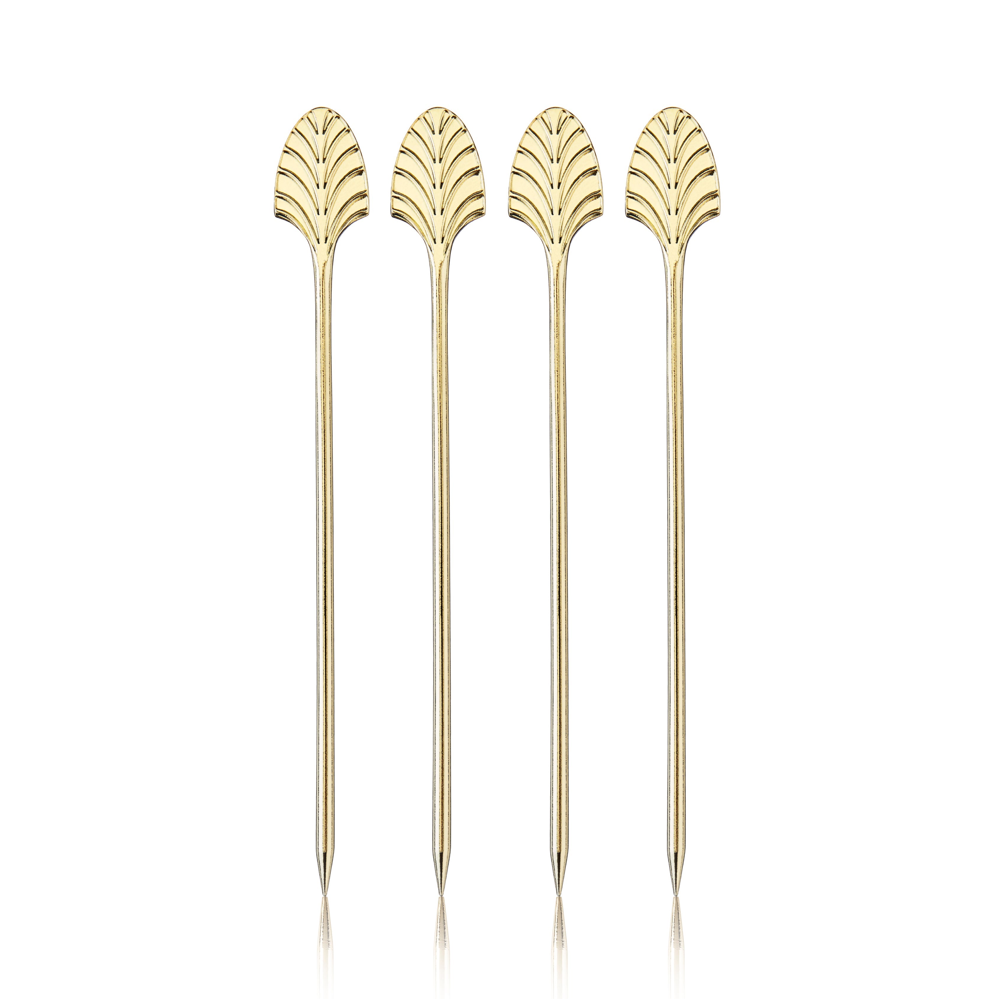 Art Deco Cocktail Picks in Gold Set of 4