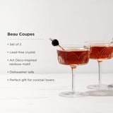 Beau Crystal Cocktail Coupes, S/2