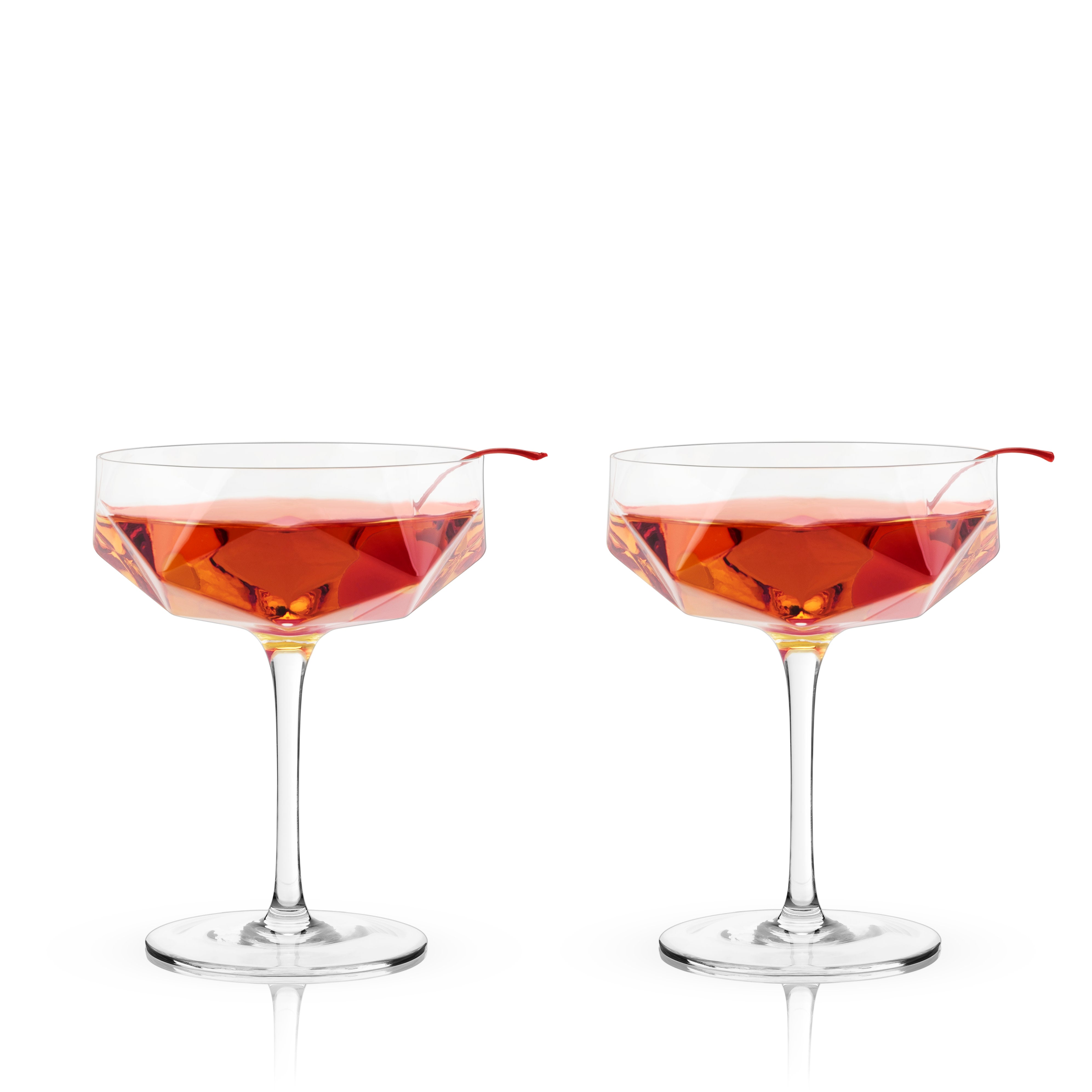 Seneca Faceted Coupe Glasses, S/2