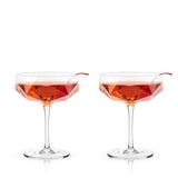 Seneca Faceted Coupe Glasses, S/2