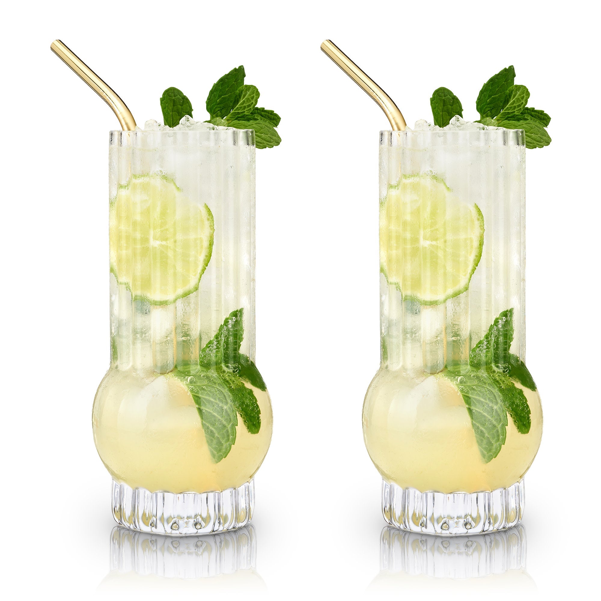 Art Deco Crystal Highball Glasses, S/2