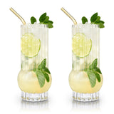 Art Deco Crystal Highball Glasses, S/2