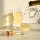 Raye Heavy Base Stemless Crystal Champagne Flutes, S/2