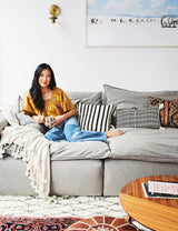 Antigua Pillow - Black and Natural Ivory