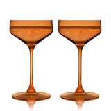 Reserve Nouveau Crystal Coupe Glasses, Amber S/2