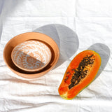 Hand Painted Medium Bowl, Peach Glaze