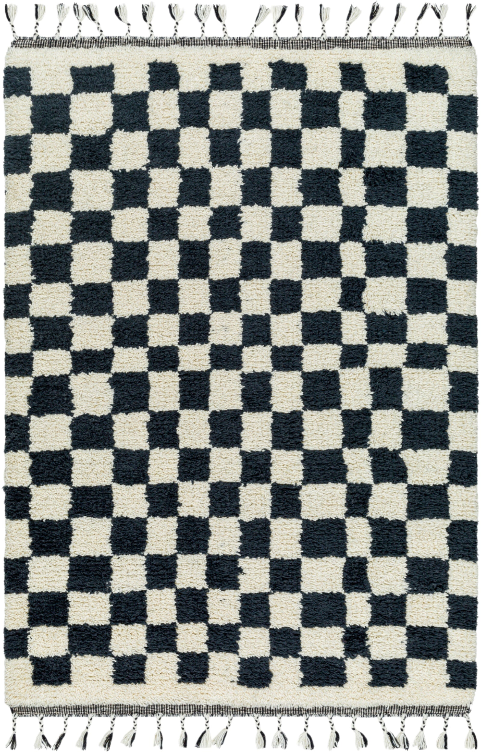 Mirela Rug in Checkered Fringe