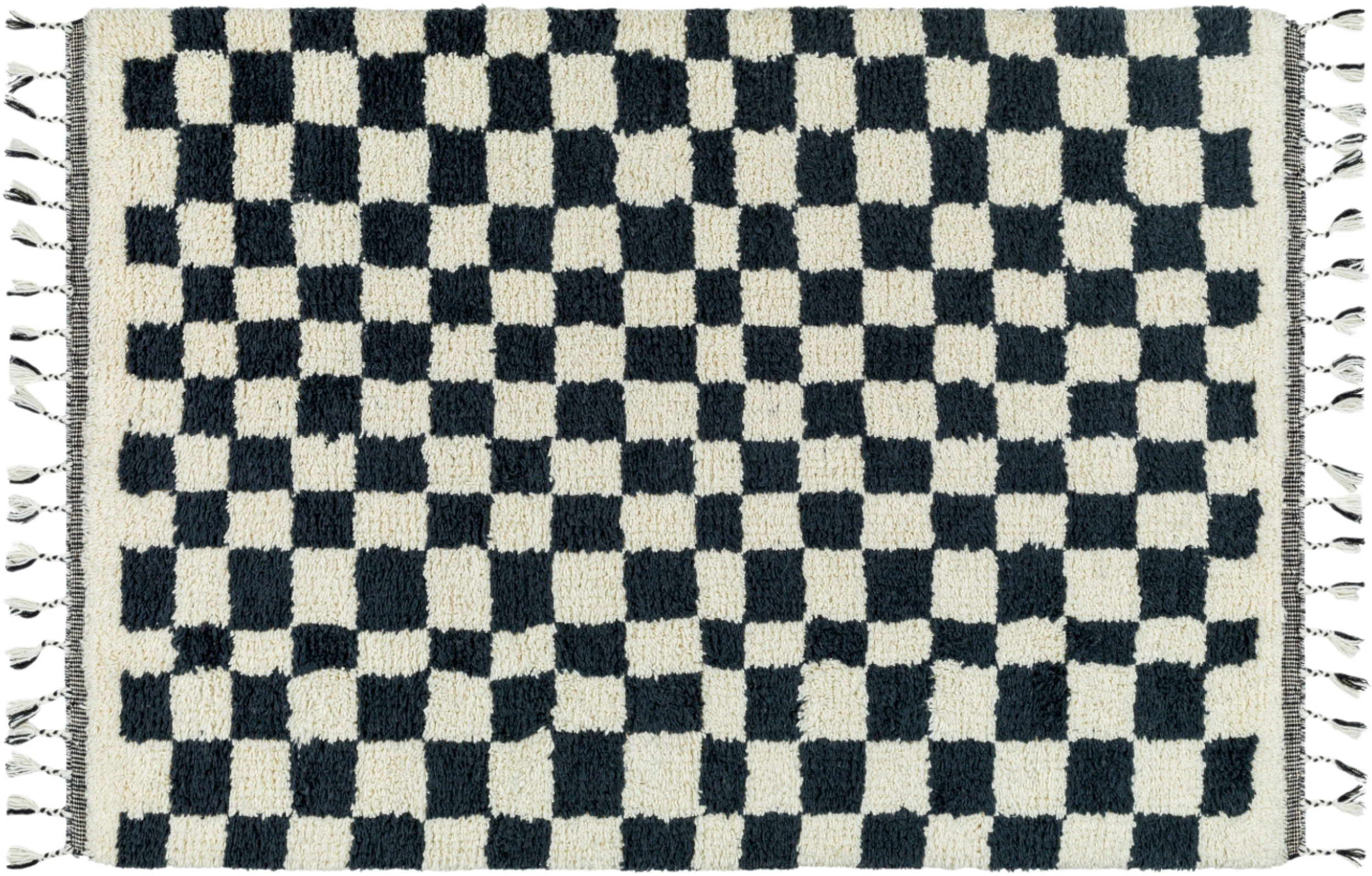 Mirela Rug in Checkered Fringe