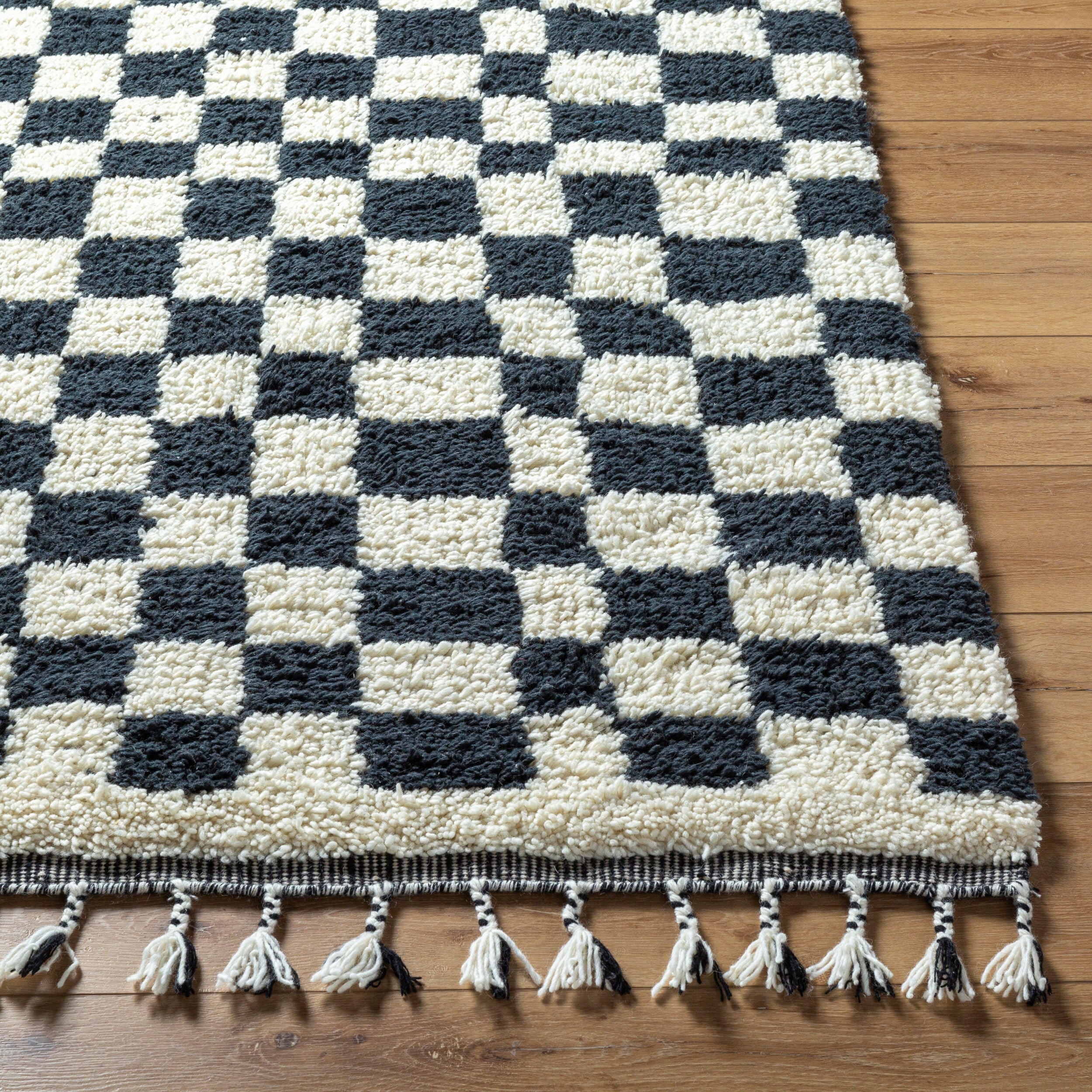 Mirela Rug in Checkered Fringe