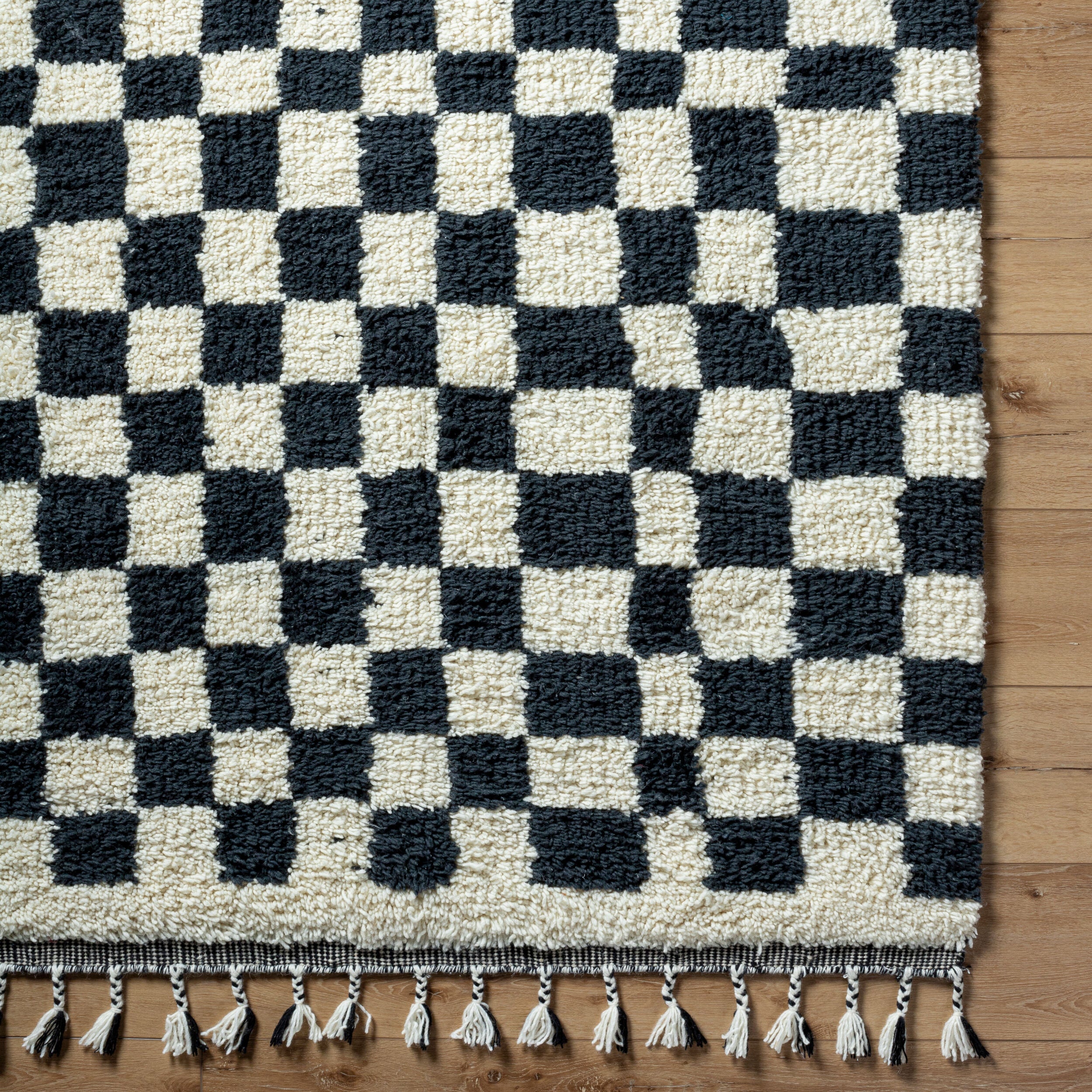 Mirela Rug in Checkered Fringe