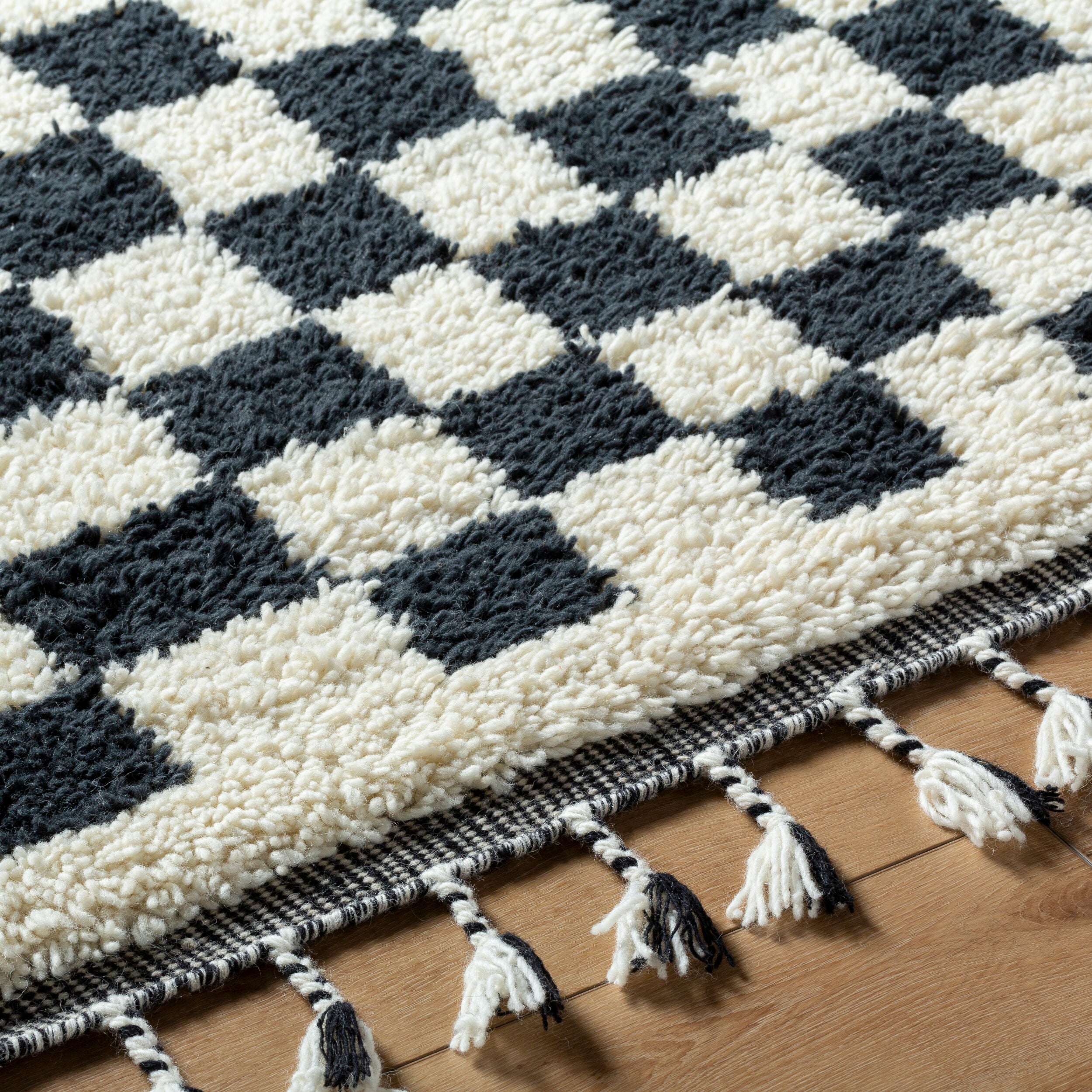 Mirela Rug in Checkered Fringe