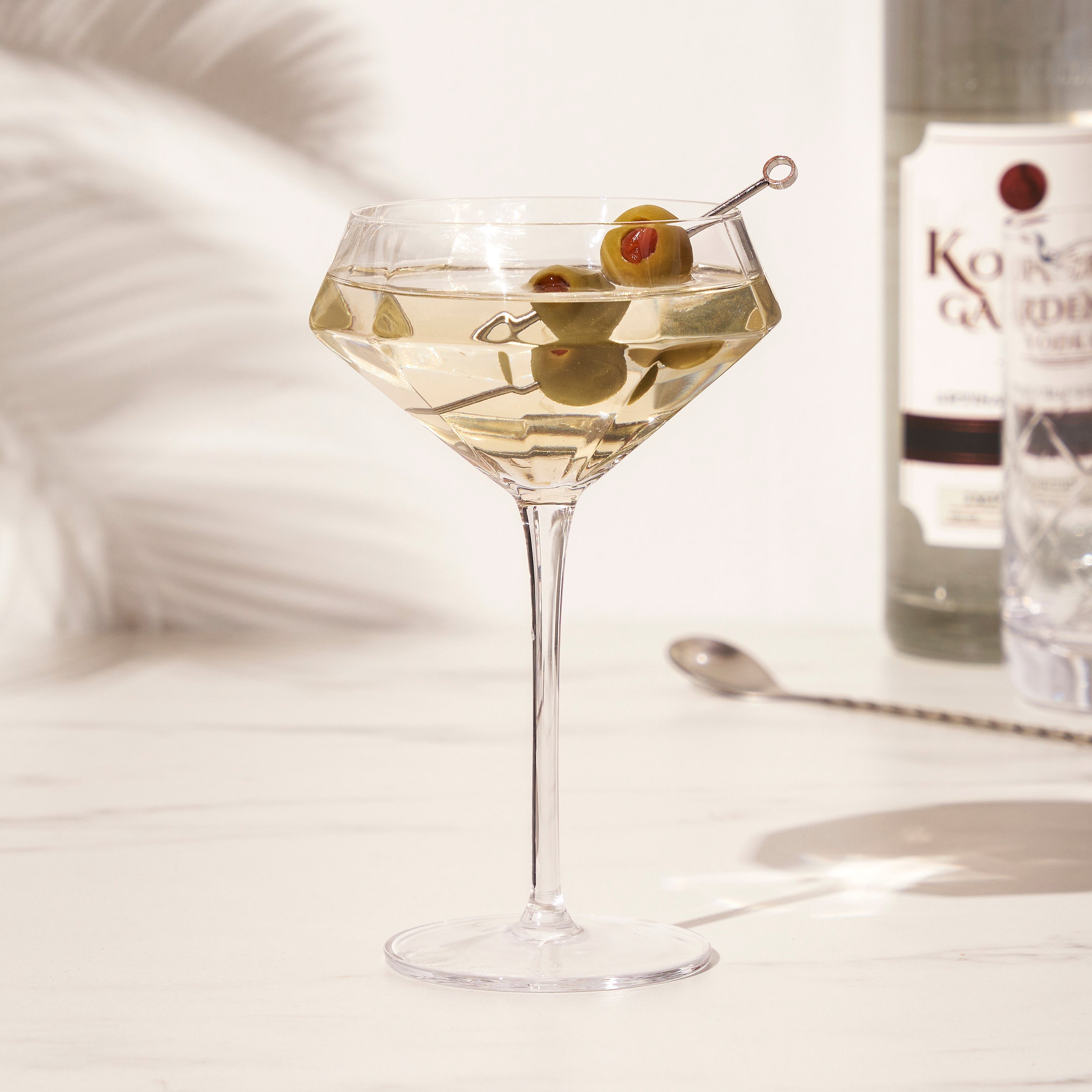 Seneca Diamond Crystal Martini Glasses, S/2