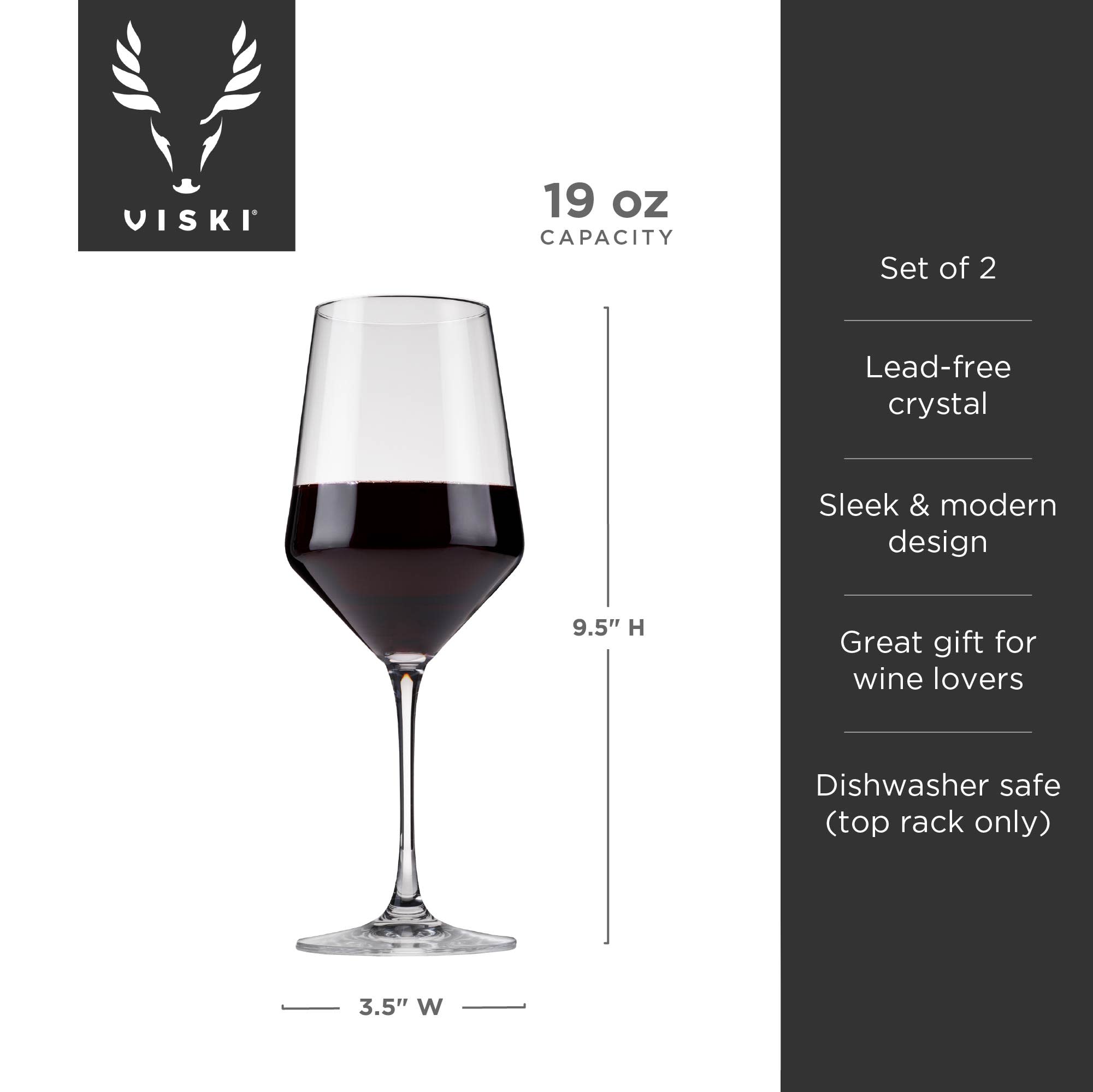 Raye Angled Crystal Bordeaux Glasses Set of 2