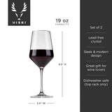 Raye Angled Crystal Bordeaux Glasses Set of 2