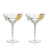 Seneca Faceted Crystal Martini Glasses, S/2