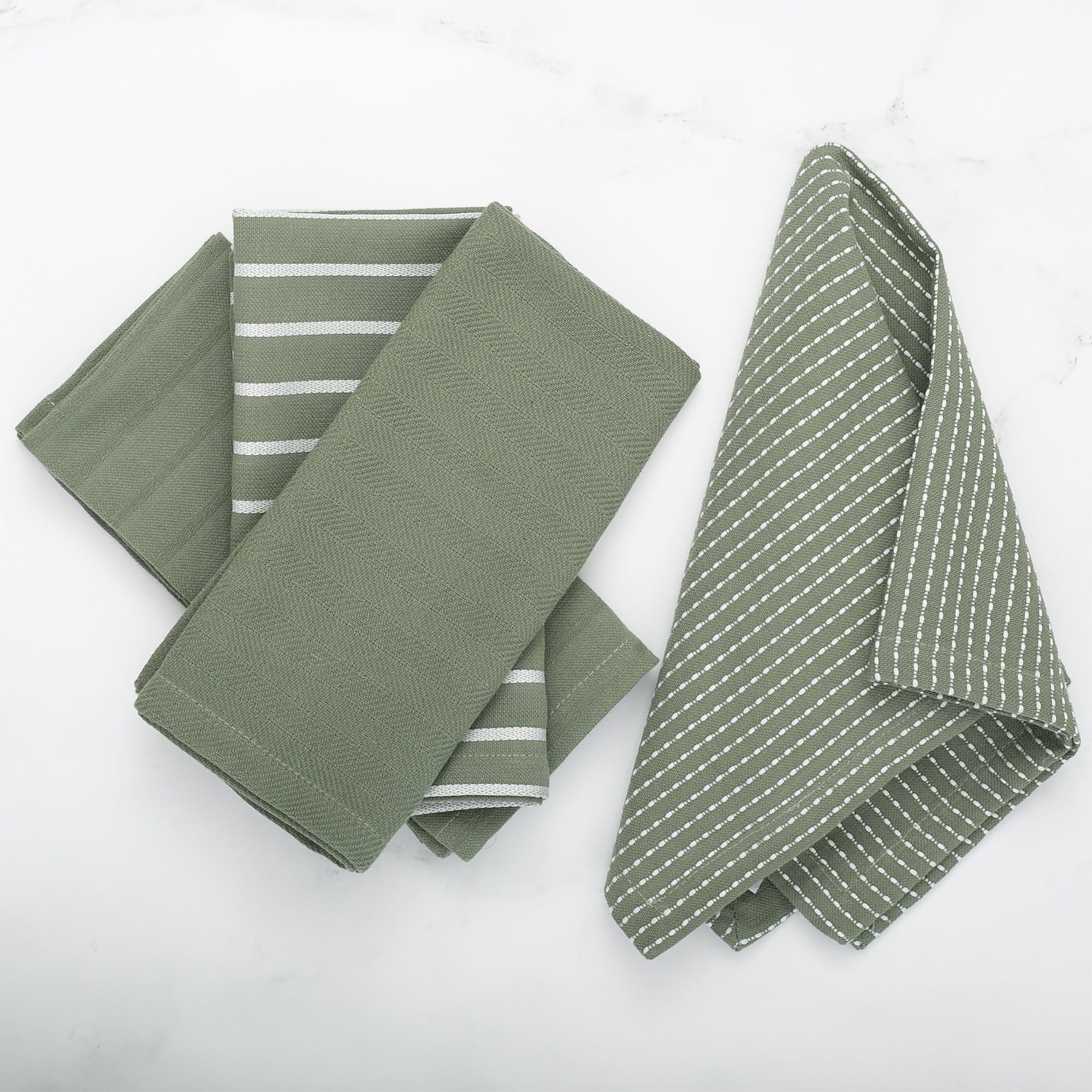 To Each Their Own Napkin Set in Kale & White