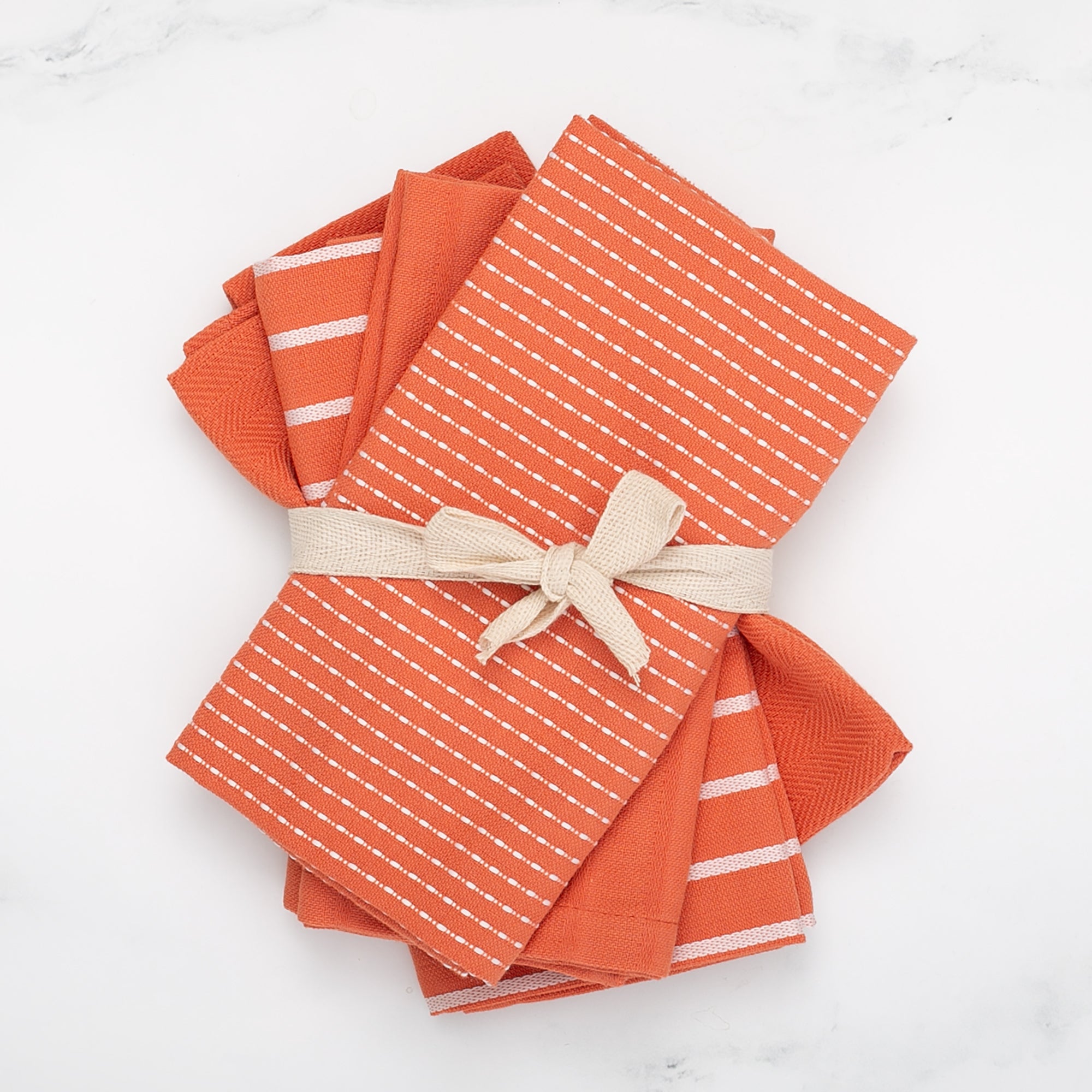 To Each Their Own Napkin Set in Papaya & White