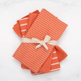 To Each Their Own Napkin Set in Papaya & White